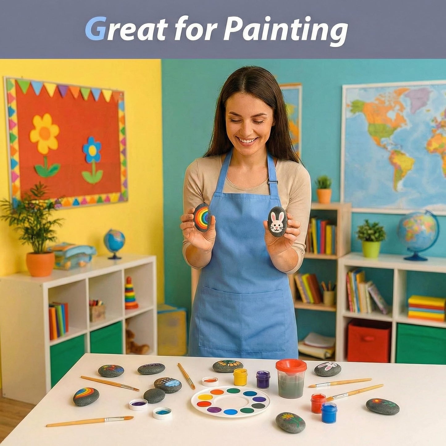 FUTUREPLUSX 20 PCS Painting Rocks, 2-3 Inch Natural Smooth River Rocks for Painting, Flat Stones for Kindness, Mother's Day Crafts, Garden Decor & Kids Art Projects