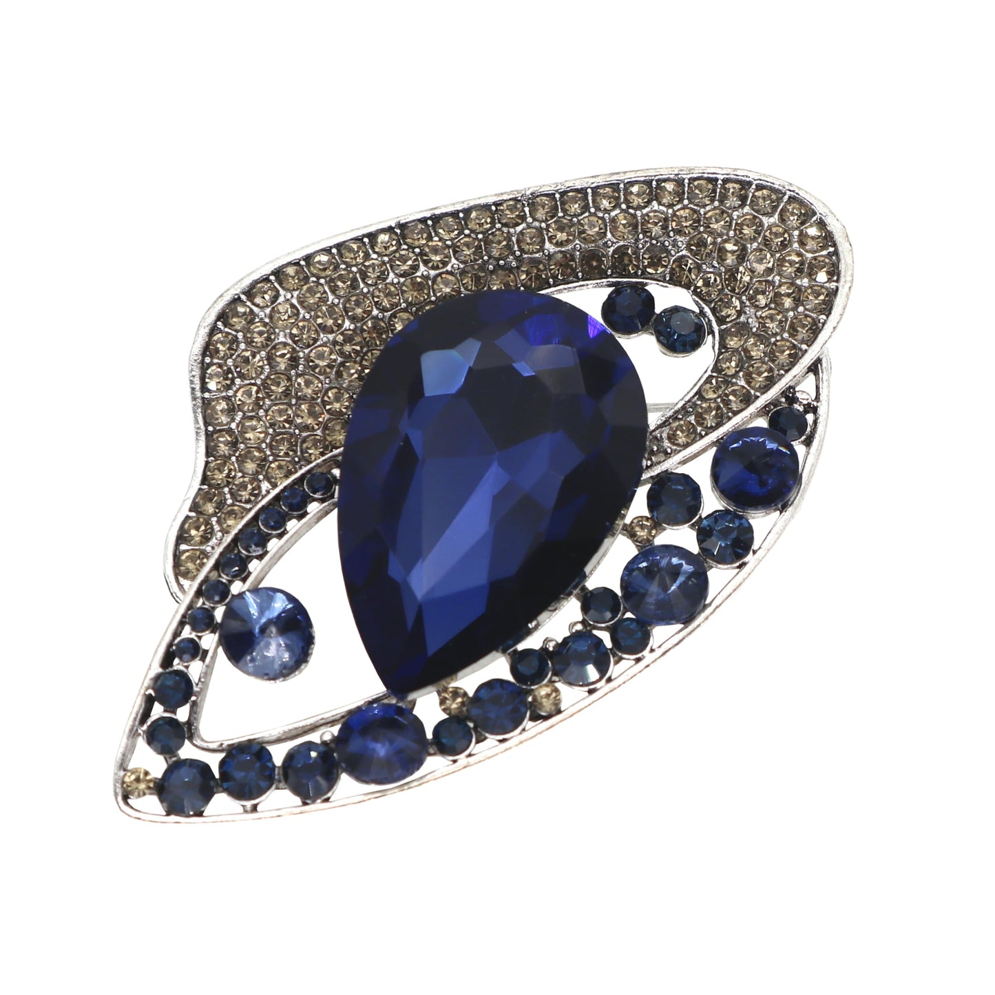 AUGTIGER Blue Brooch Pins for Women Fashion Flower Statement Jewelry