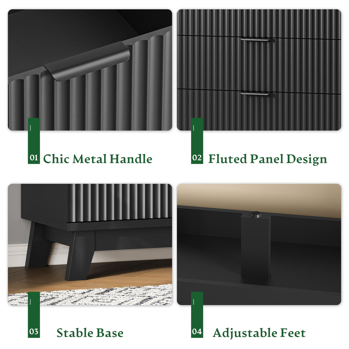 Fluted Dresser with 7 Drawers
