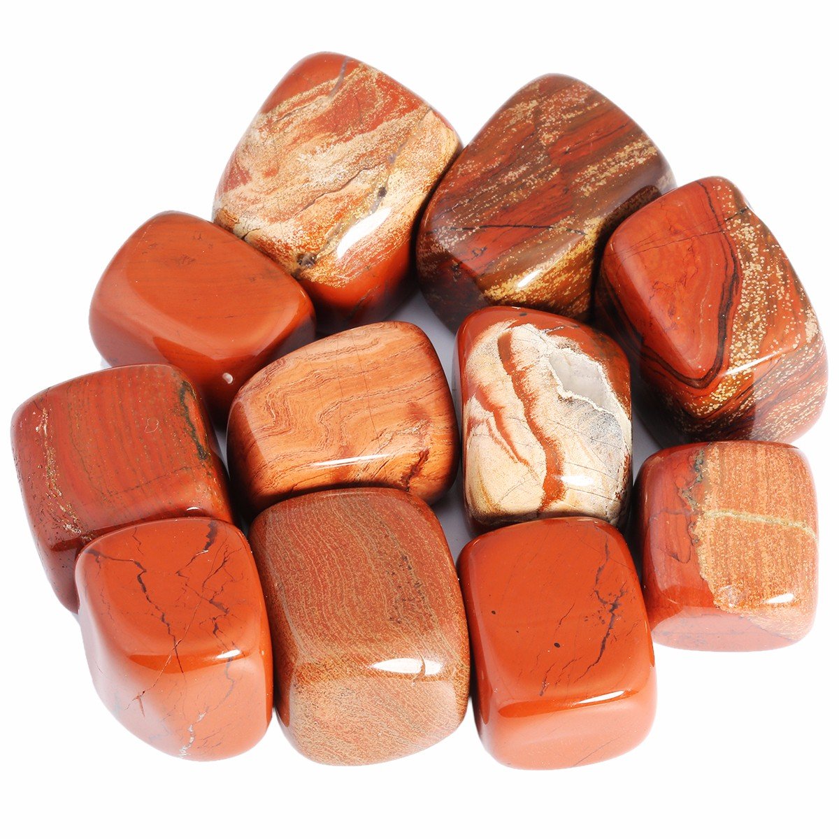 Rockcloud 1 lb Tumbled Polished Stones Gemstone Supplies for Wicca,Reiki,Healing Crystal,Red Jasper