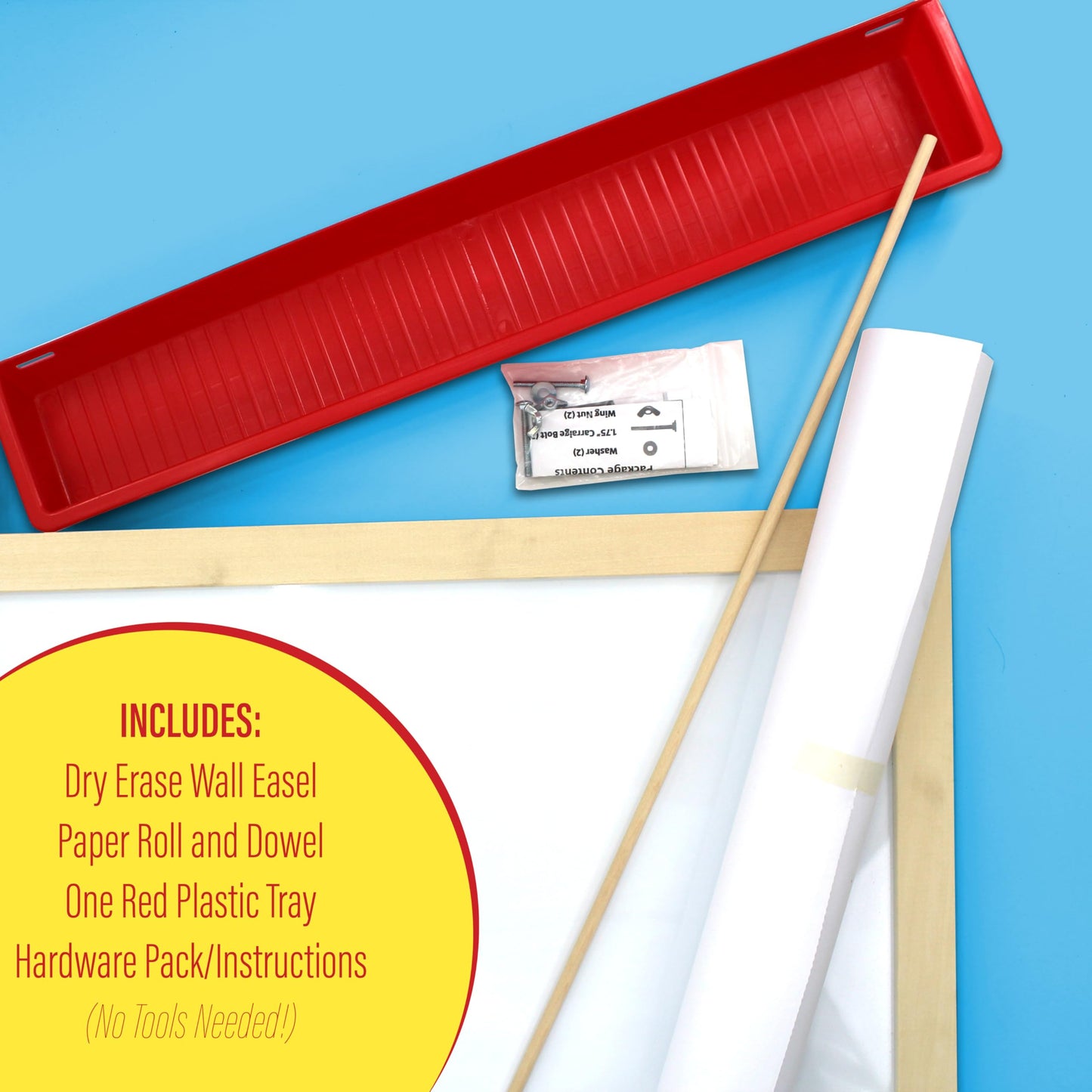 Flipside Products Magnetic Dry Erase Wall Easel w/Tray And Paper Roll, Mount On Wall, Whiteboard, Drawing and Notes