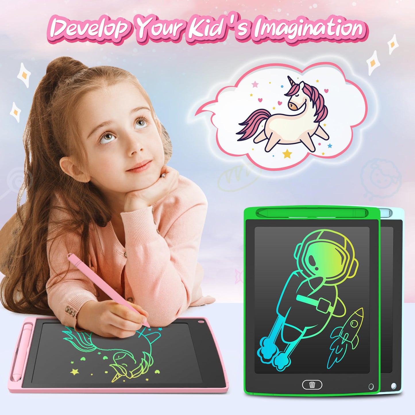 3 Pack LCD Writing Tablet, Colorful Toddler Drawing Tablet Doodle Board for Kids, Erasable Reusable Electronic Drawing Pad, LEYAOYAO Educational and Learning Toy for 3-6 Years Old Boy and Girl