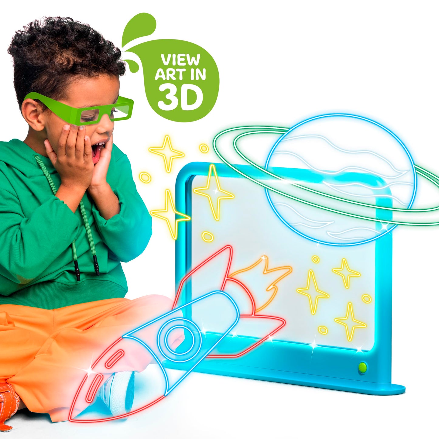 Discovery™ Deluxe Light Designer 6-In-1 Art Board – Includes 3D Glasses, 6 Washable Markers, Templates, 12 Light Modes| Kids Drawing Tablet, LED Scribble Doodle Electronic Drawing Pad Activity Toy Set