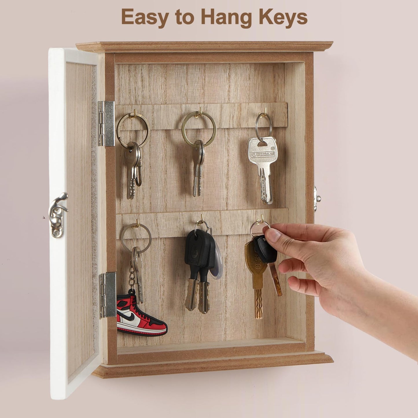 AHUONEL Key Holder for Wall Key Holder Wall Mount, Key Hooks Hanging Key Rack Wall Key Holder, Wood Key Hanger Wall Mount Key Organizer with 6 Key Hooks for Home Decor Office Entryway Hallway