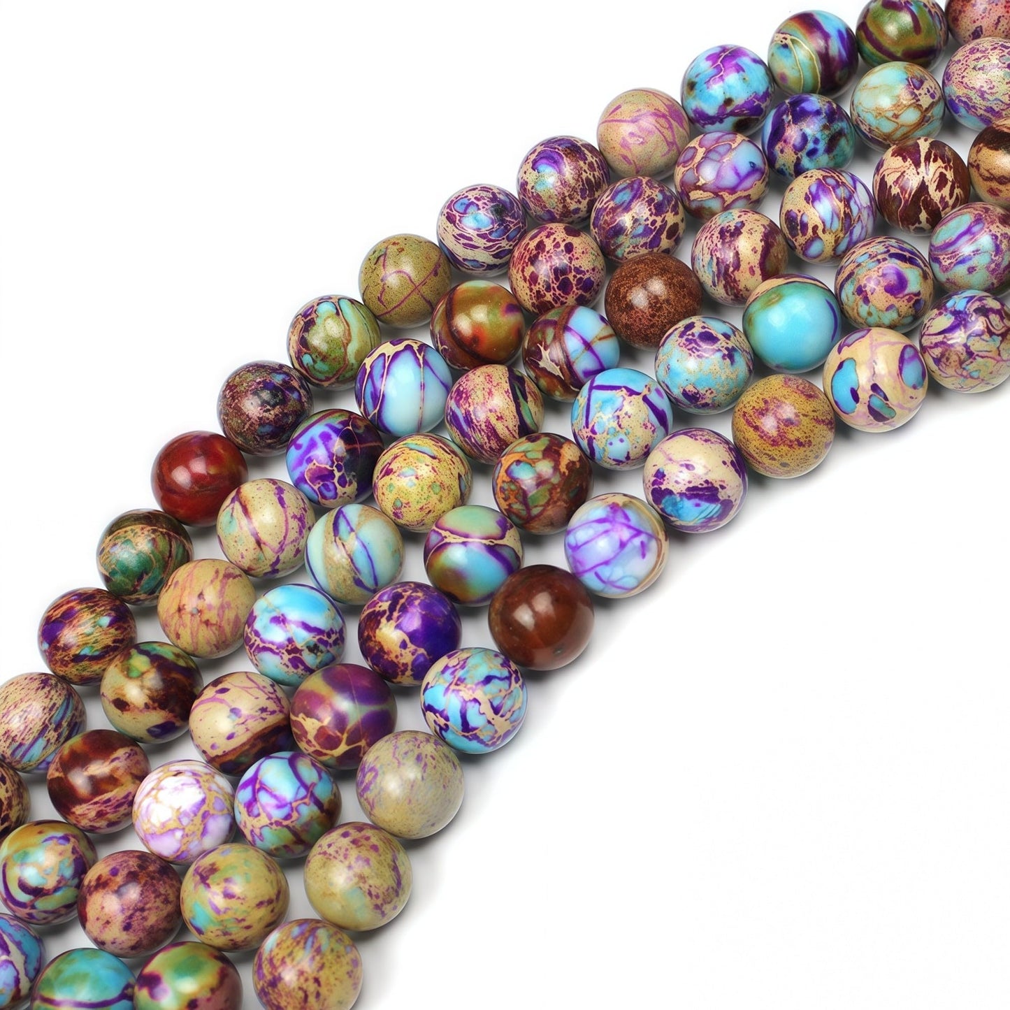 MJDCB 4mm Purple Blue Imperial Jasper Gemstone Beads Round Loose Stone Bead for Jewelry Making Bracelets Necklaces