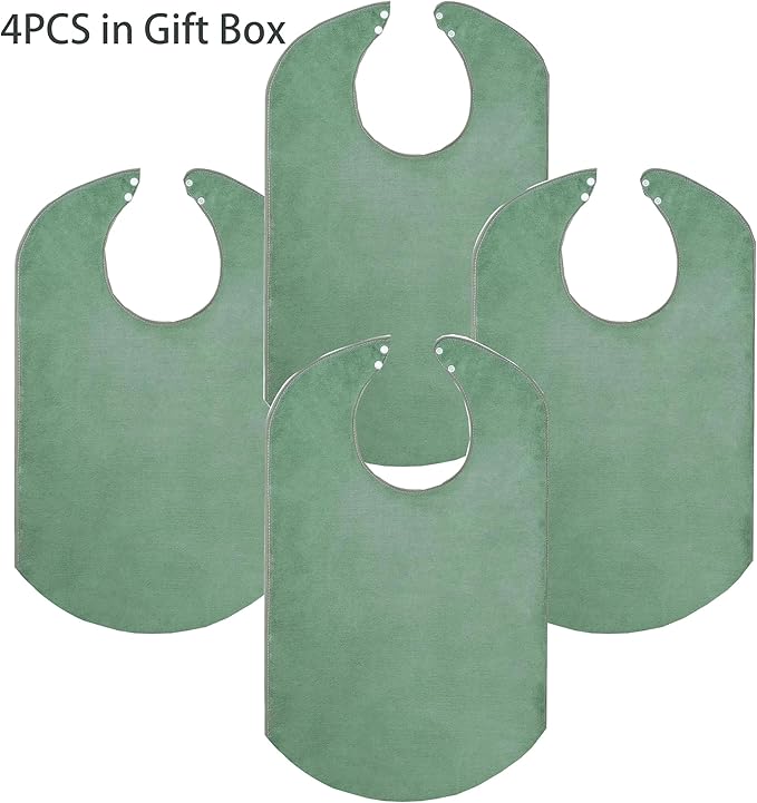 4 Pack Adult Bibs for Men and Women, Adult Bibs for Elderly,Towel bibs for Special Needs Adults