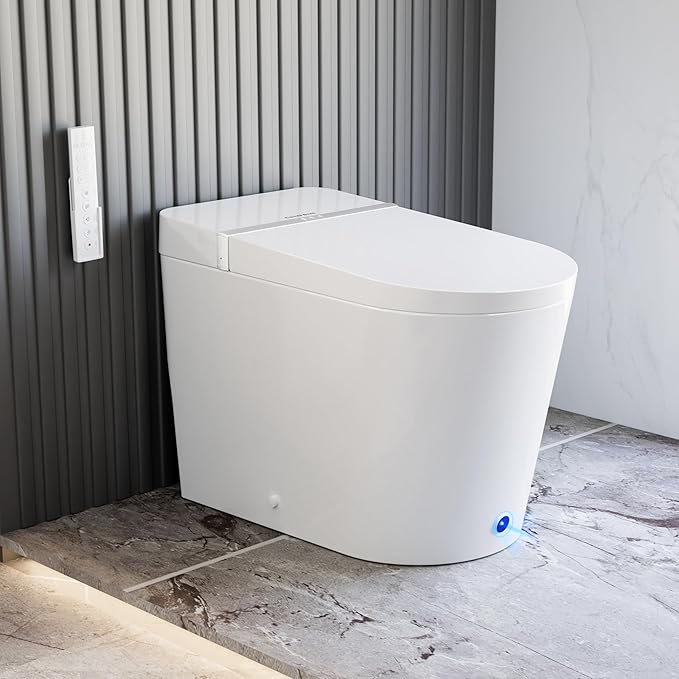 Casta Diva Smart Toilet with Bidet Built in, Bidet Toilet with Wider Heated Seat, Warm Water & Dryer, Foot Sensor Auto Flushing, Night Light, Remote Control 1.28GPF(CD-K020)