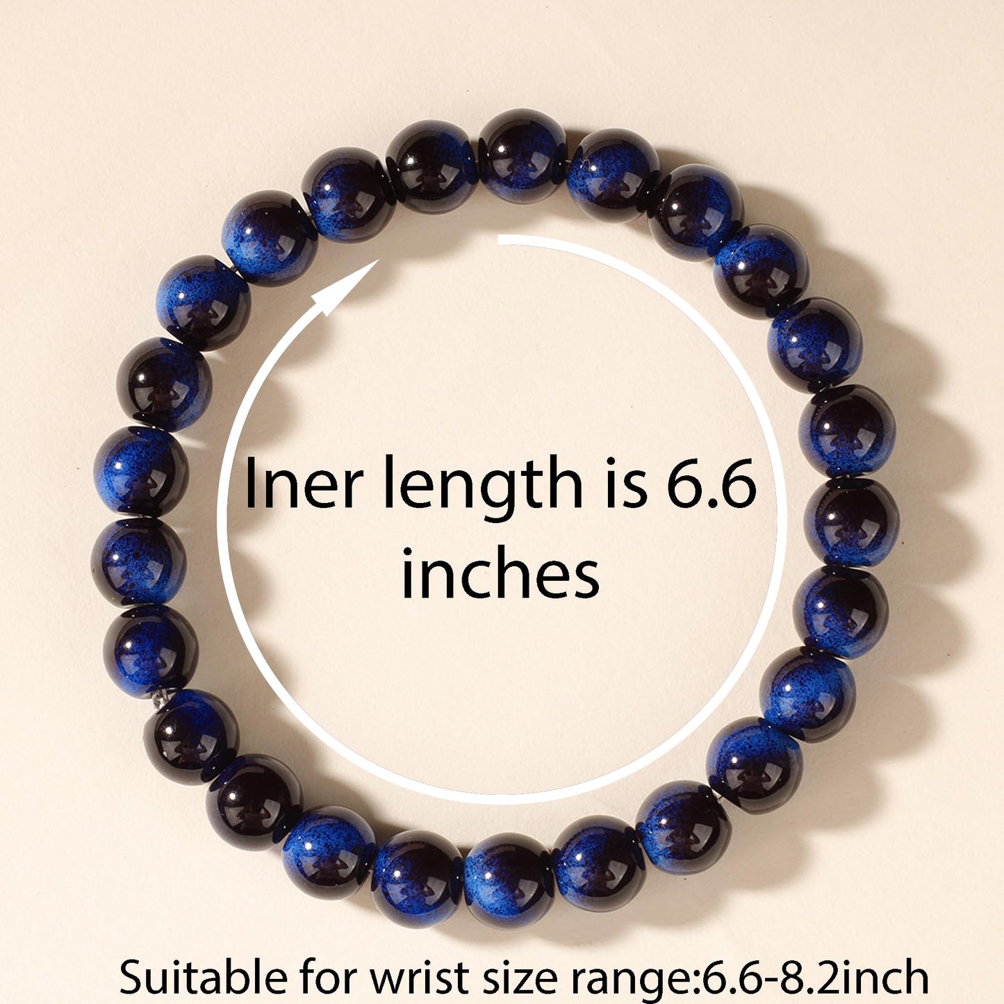 Cryhand Female 8mm Beaded Bracelets For Women Simulated Blue Tigers eye Bracelet for Men Handmade Lucky Money Stretchy Crystal Bracelets Best Gifts