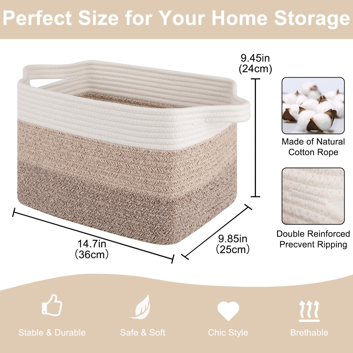 Storage Baskets for Organizing (3 Count)