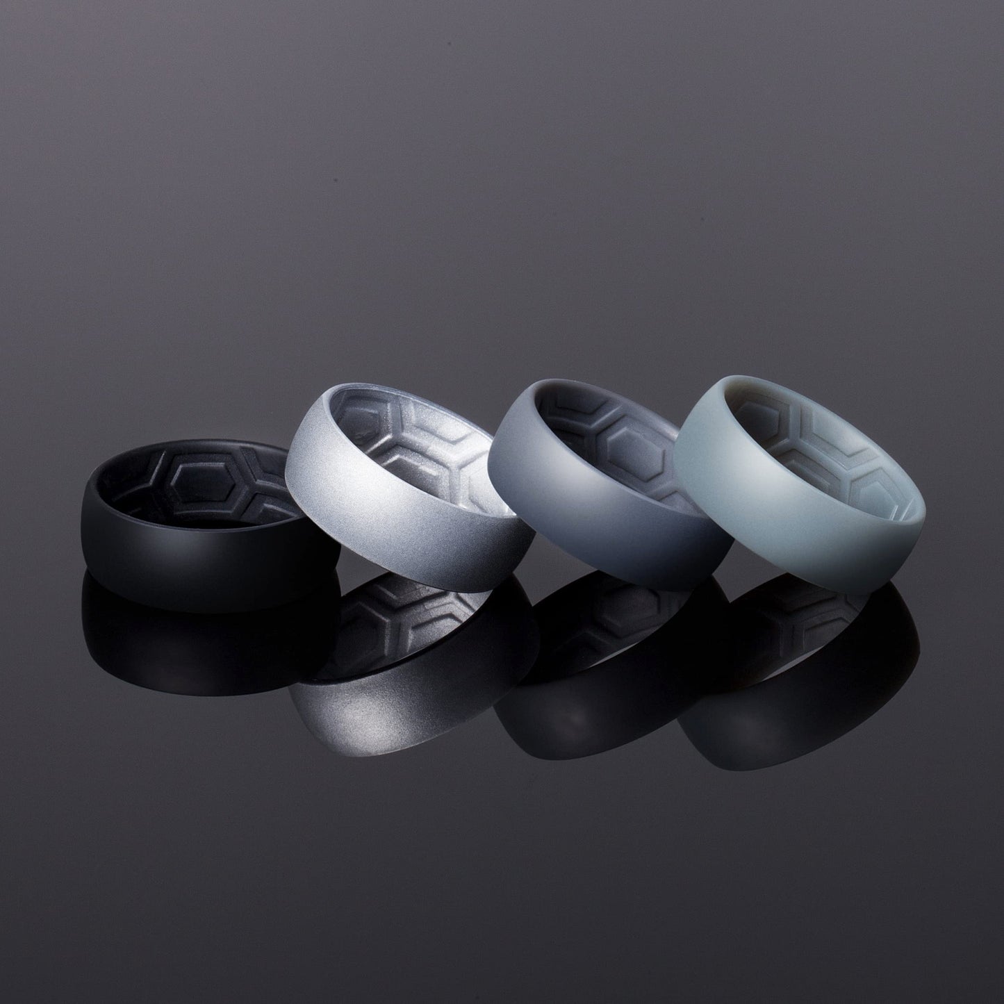 ThunderFit Men's Patterned Silicone Rings, 8mm Wide 2.2mm Thick Rubber Bands,Variety Multipack 1,4,7