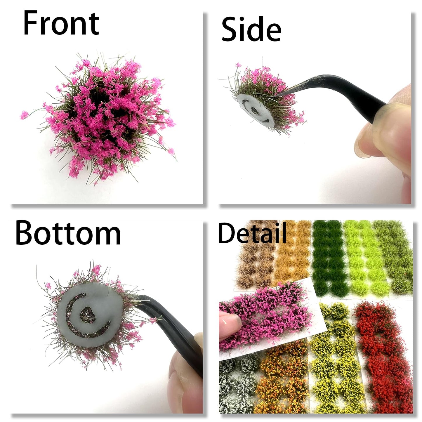 ZZZ SAN ZHI 140-Piece Mixed Grass & Flower Tufts Miniature Scenery Set, for Diorama Railway Train Car Model Landscape Decoration