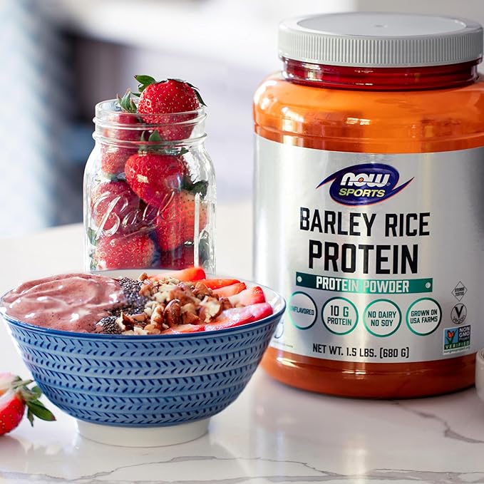 NOW Sports, Barley Rice Protein Powder, Unflavored, Highly Sustainable, 10 Grams Protein, 1.5 lbs.