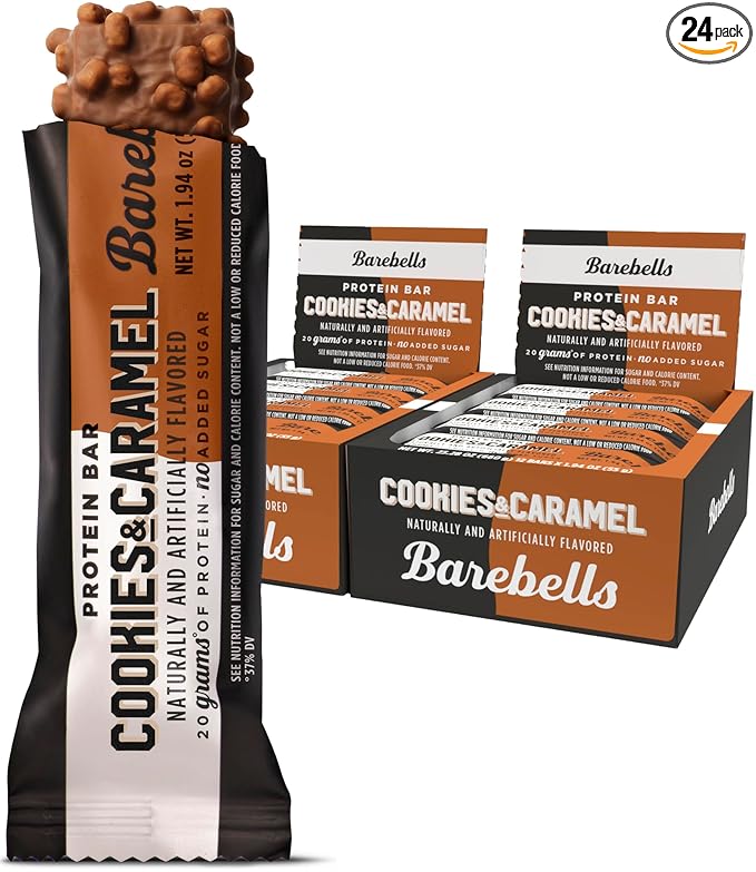 Barebells Protein Bars Cookies and Caramel - 24 Bars (2 Packs of 12), 20g High Protein Treats - Chocolate Nutrition Bar with 1g Total Sugars - On-The-Go Breakfast or Post-Workout Snack