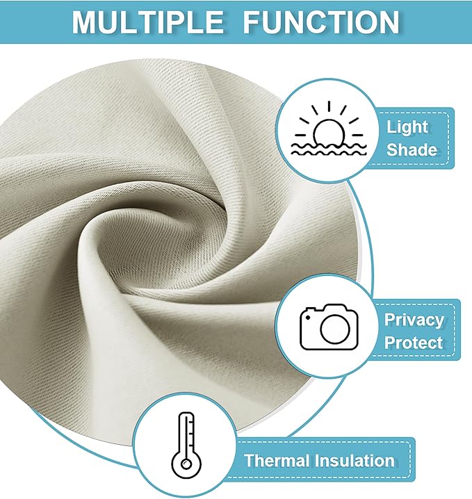 RYB HOME Sidelight Door Curtain - Full Privacy Protect Thermal Insulated Glass Window Drapes for Patio Front French Door Living Room, W12 x L69 inch, 1 Panel, Light Beige