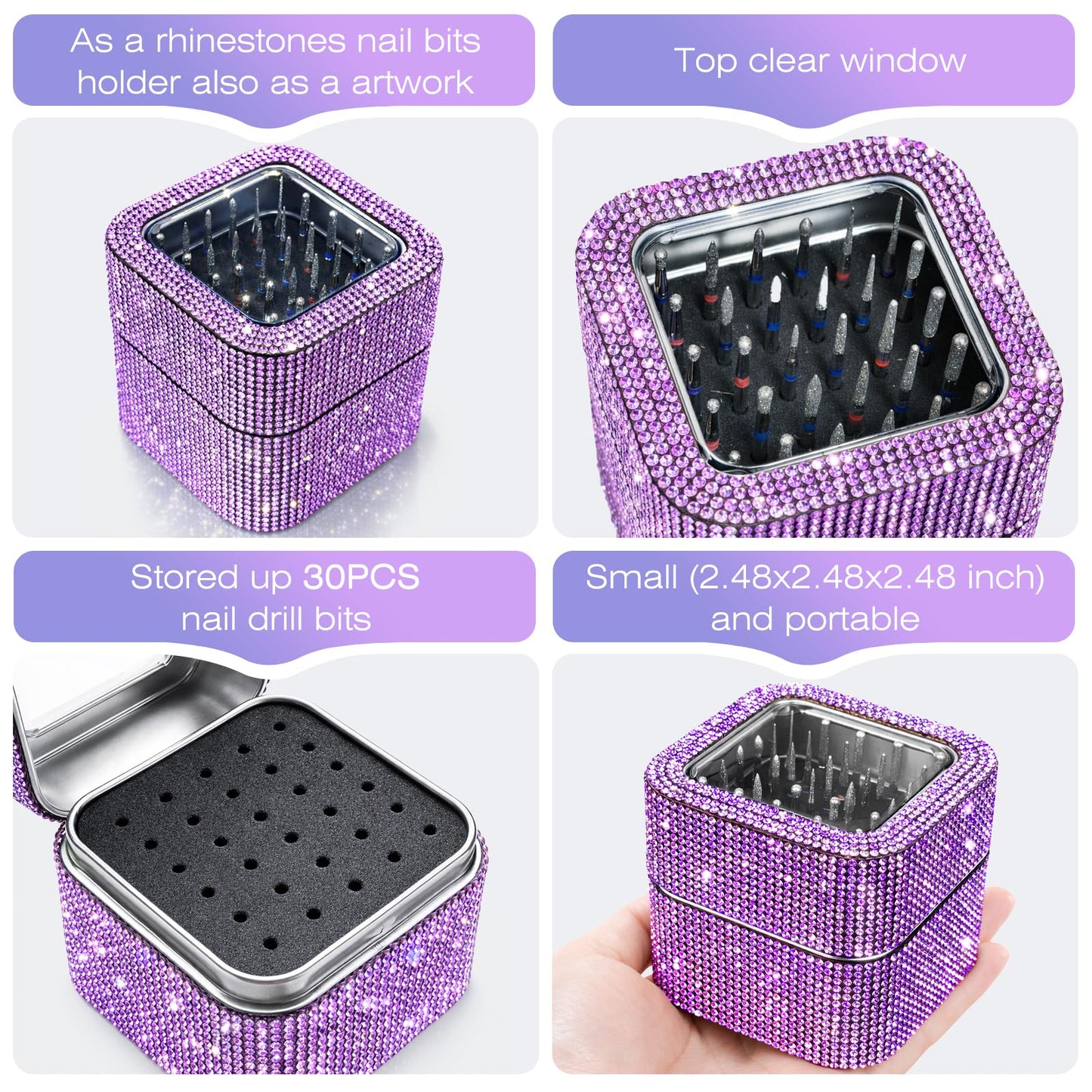 30PCS Nail Drill Bits Set with Holder Case, Professional 3/32 Inch Diamond Cuticle Nail Bits Kit for Nail Drill Machine, Manicure Pedicure Remover Tools Efile Tip for Acrylic Gel Nails, Salon Home