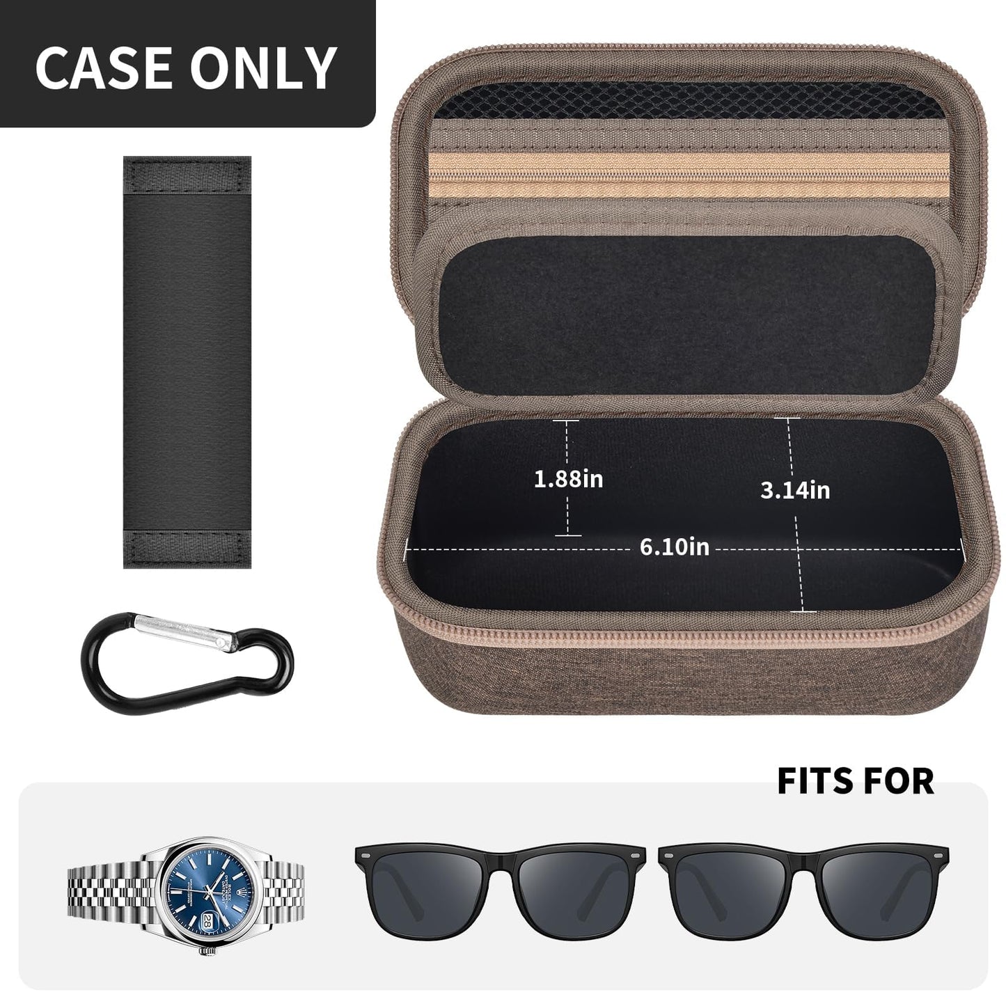 Grapsa Travel Sunglasses Organizer Cases for Quay Polarized Sunglasses Men Women, Trendy Sunglasse Storage Holder (Bag Only) (Classic, Brown-2 Slot)