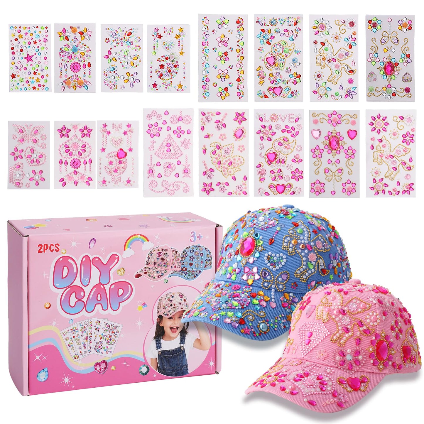 Zhamate DIY Baseball Cap Craft Kit for Girls, Kids Crafts with Stickers, Creative DIY Hat for Ages 6–12, Birthday Easter Gift Activity Set