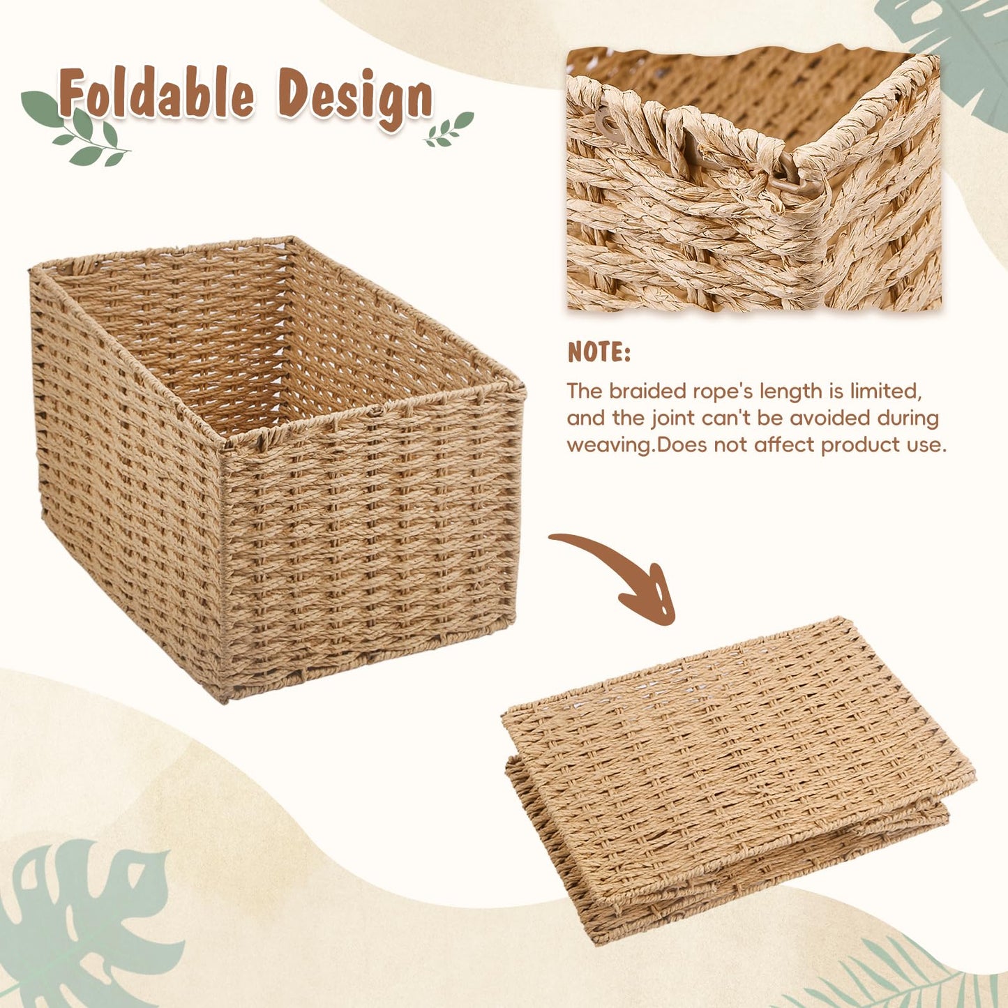 Wisreach Wooden Woven Baby Shower Crate – Foldable Storage Basket with Handles, Handwoven Gift Box for Baby Shower & Newborn Essentials, Welcome Gift for Baby Shower, Newborn Boys Girls