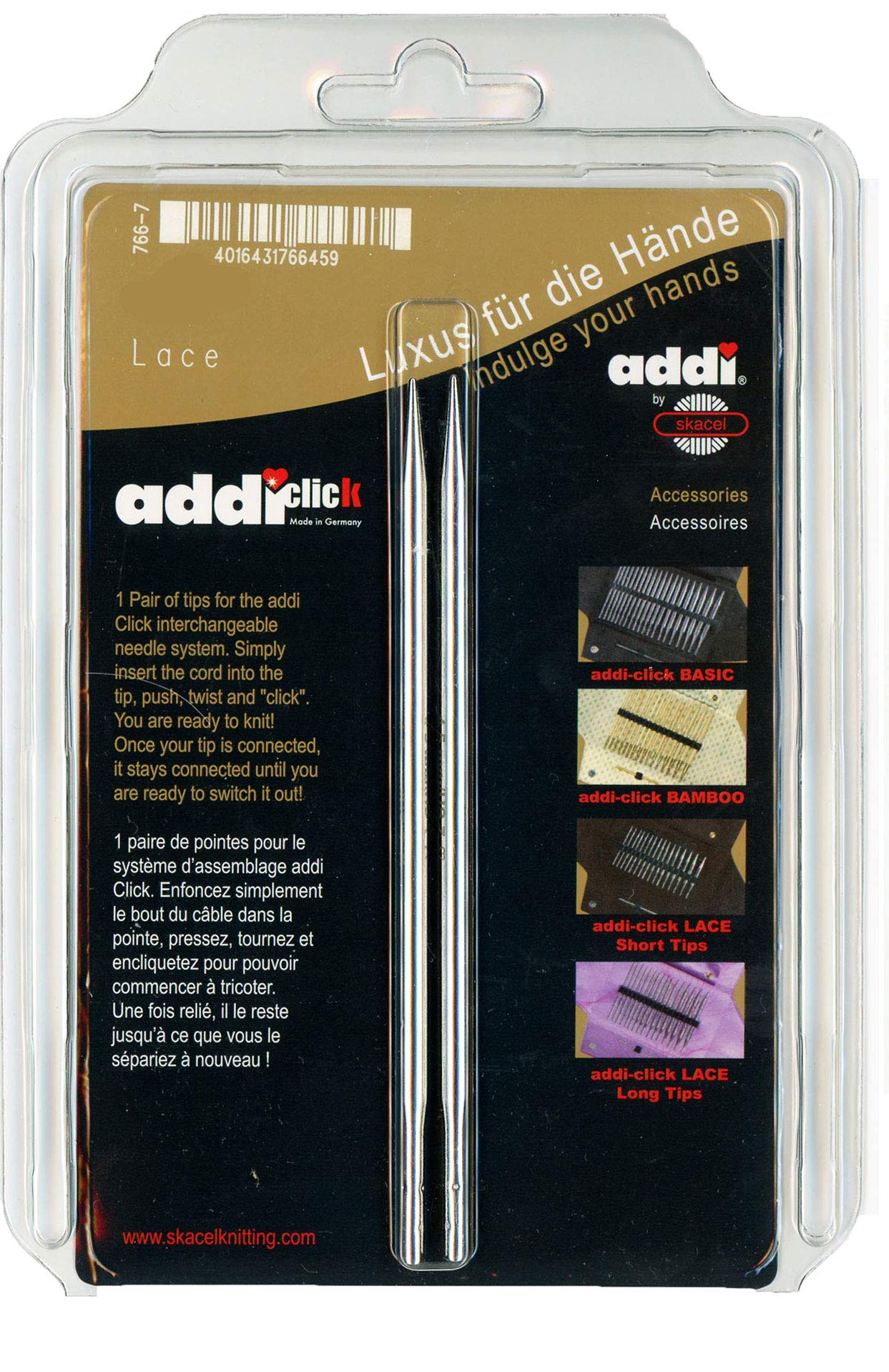 addi Click Interchangeable Knitting Needle Tips Standard Rocket (Long) Lace Set 5 in. (13cm) US 05 (3.75mm)