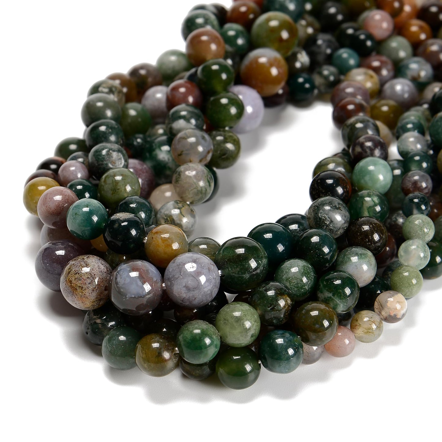 48Pcs India Agate Green 8mm Beads Natural Stone Round Gemstone Genuine Real Stone for DIY Bracelet Jewelry String Making