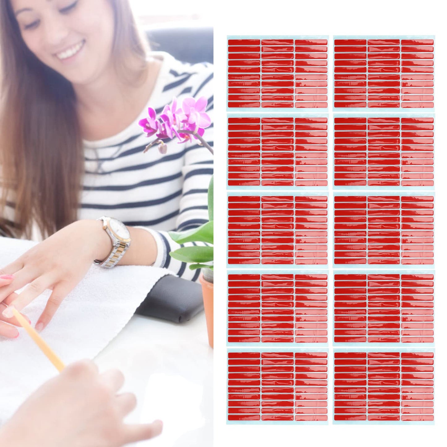 10 Sheets Nail Art Mounting Tape, Double Sided Adhesive Nail Tip Display Tape with Strong Hold for Nail Color Charts, False Nail Fixing & Nail Salon Display Tools