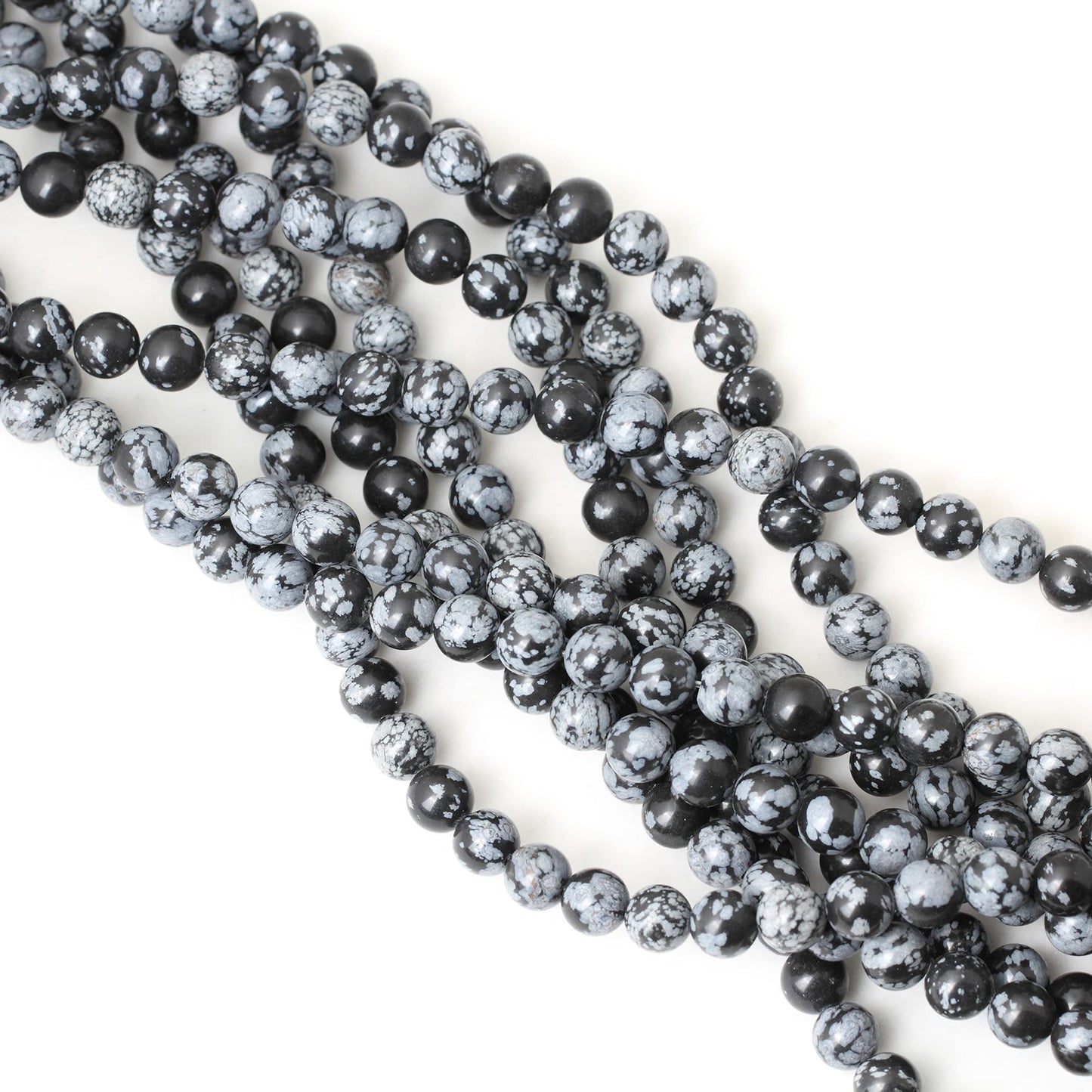CHEAVIAN 45PCS 8mm Natural Black Snowflake Obsidian Gemstone Round Loose Beads Stone Beads for Jewelry Making DIY Findings 1 Strand 15"