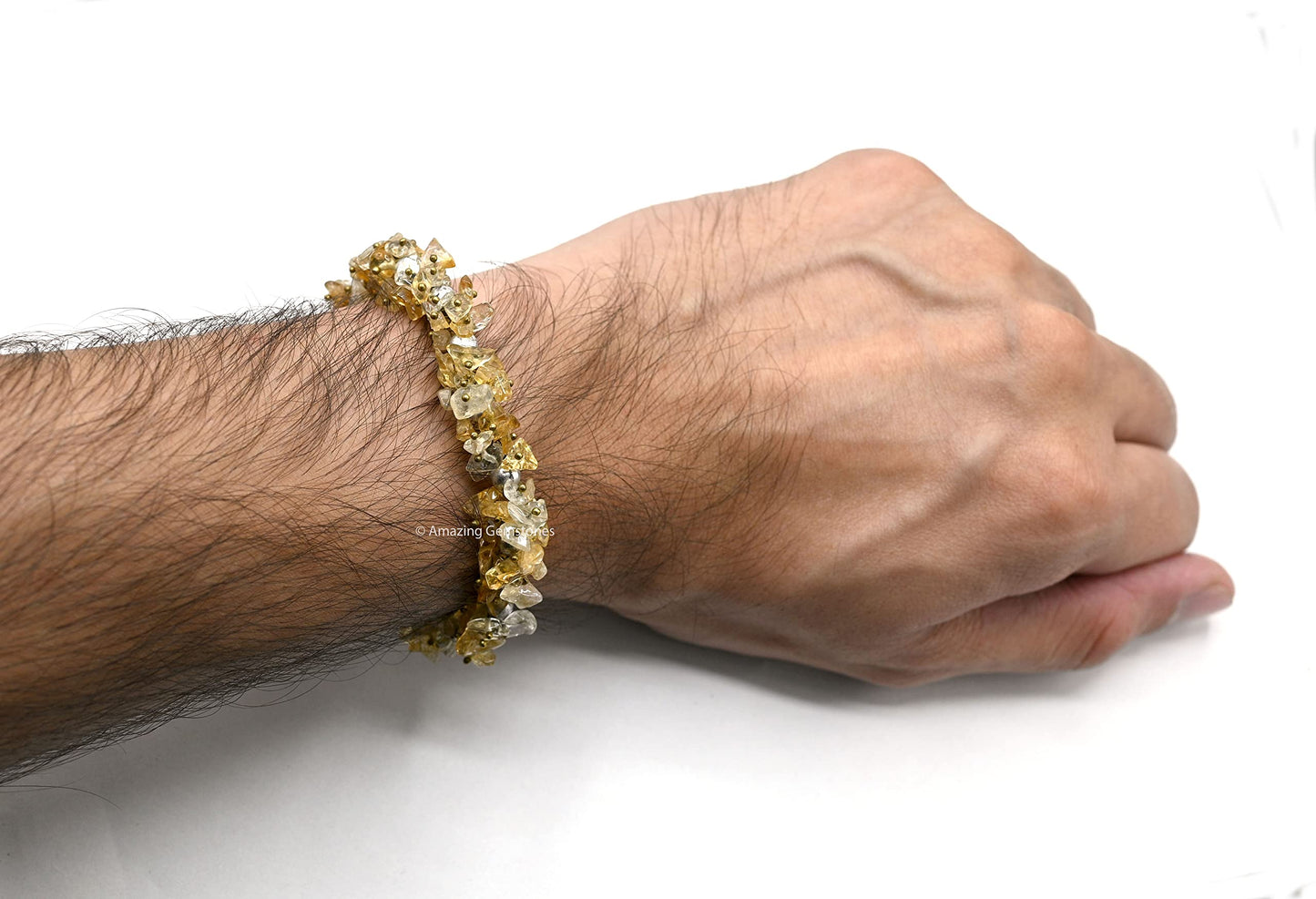 Amazing Gemstone Citrine Crystal Chip Bracelet for Women Men Stone Chakra Bracelets, AAA Grade Stretchable Healing Crystals Pulseras Para Hombres Mujer Stocking Stuffers (1 Piece)