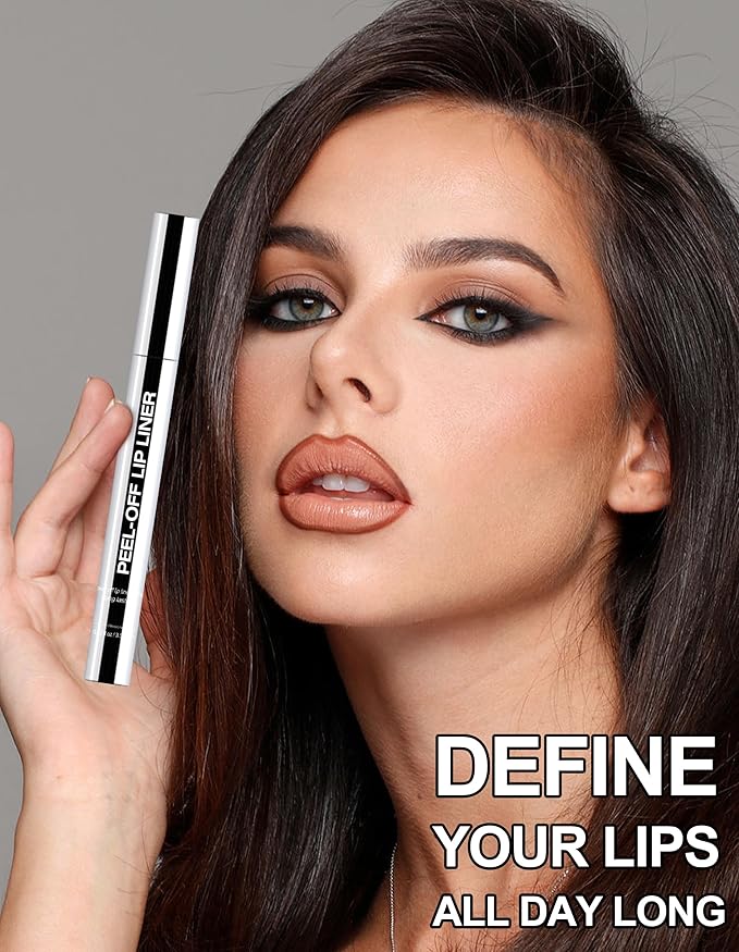 Erinde Peel Off Lip Liner Stain, Long Lasting Tattoo Lip Liner with Tweezer, Matte Finish Peel Off Lip Stain, Waterproof Transfer Proof Lip Stain Peel Off, Non-Stick Cup Nude Lipstain Lipliner, 03