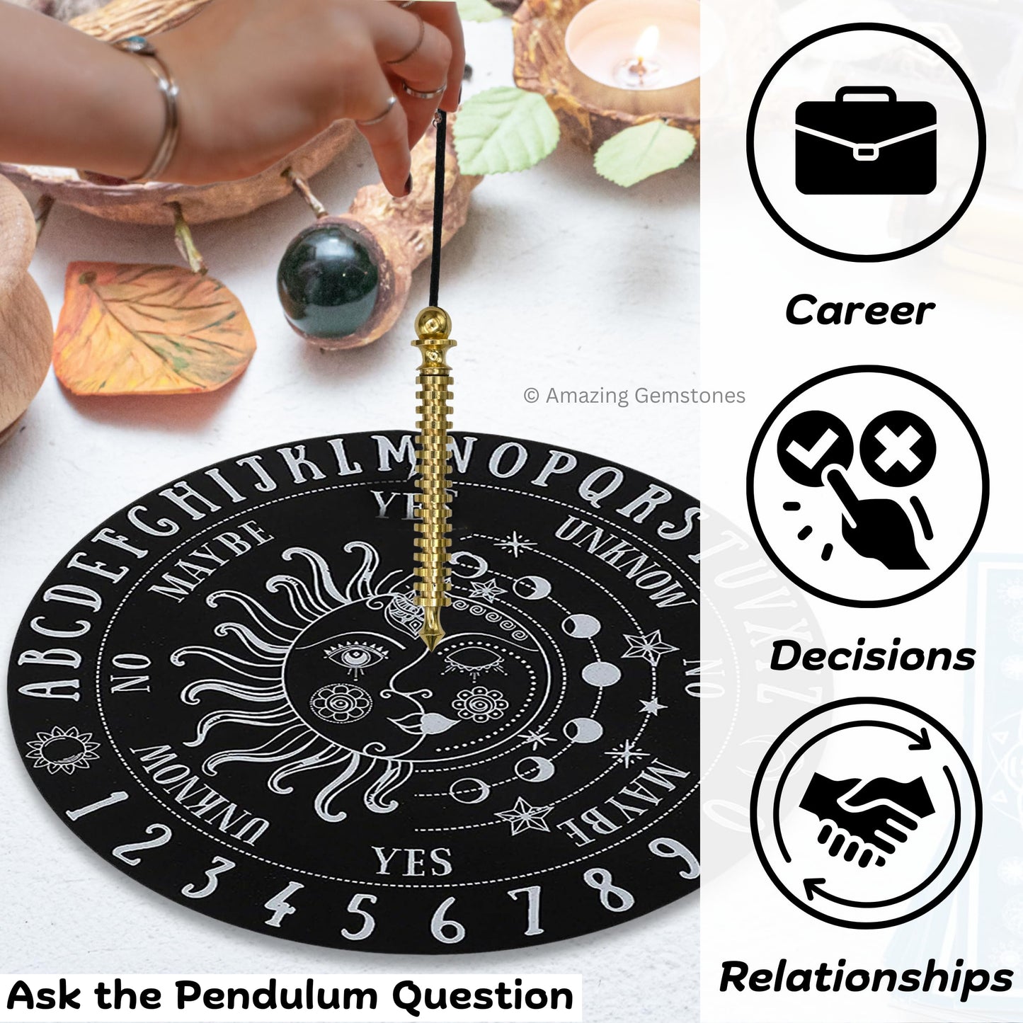 Amazing Gemstone Healing Metal Pendulums for Divination, Gold 16 ISIS Ring Plate Openable Steel Copper Pendulum High Energy Pendulo de Bronce Pendulos de Mesa MP91