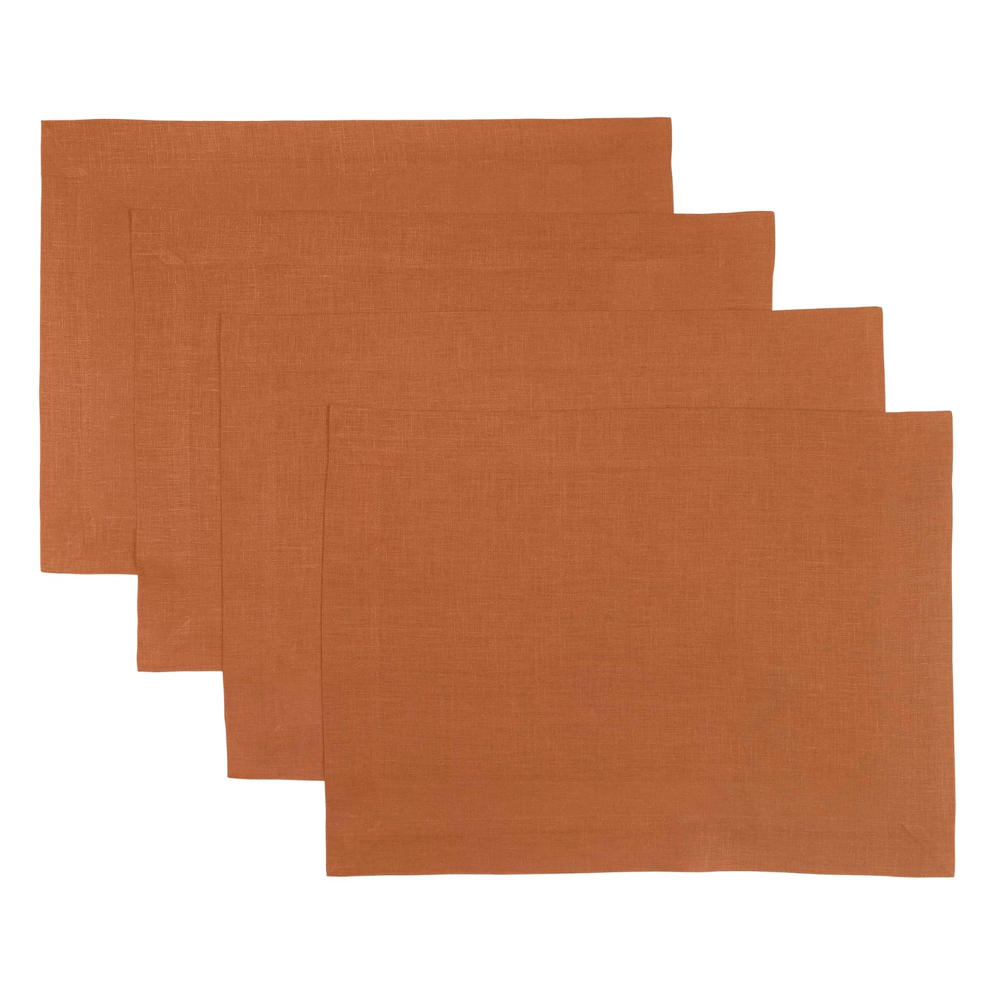 D'Moksha Homes Linen Rust Placemats Set of 4-100% Pure Linen Placemats 14 x 19 Inch for Spring - Handcrafted and Machine Washable