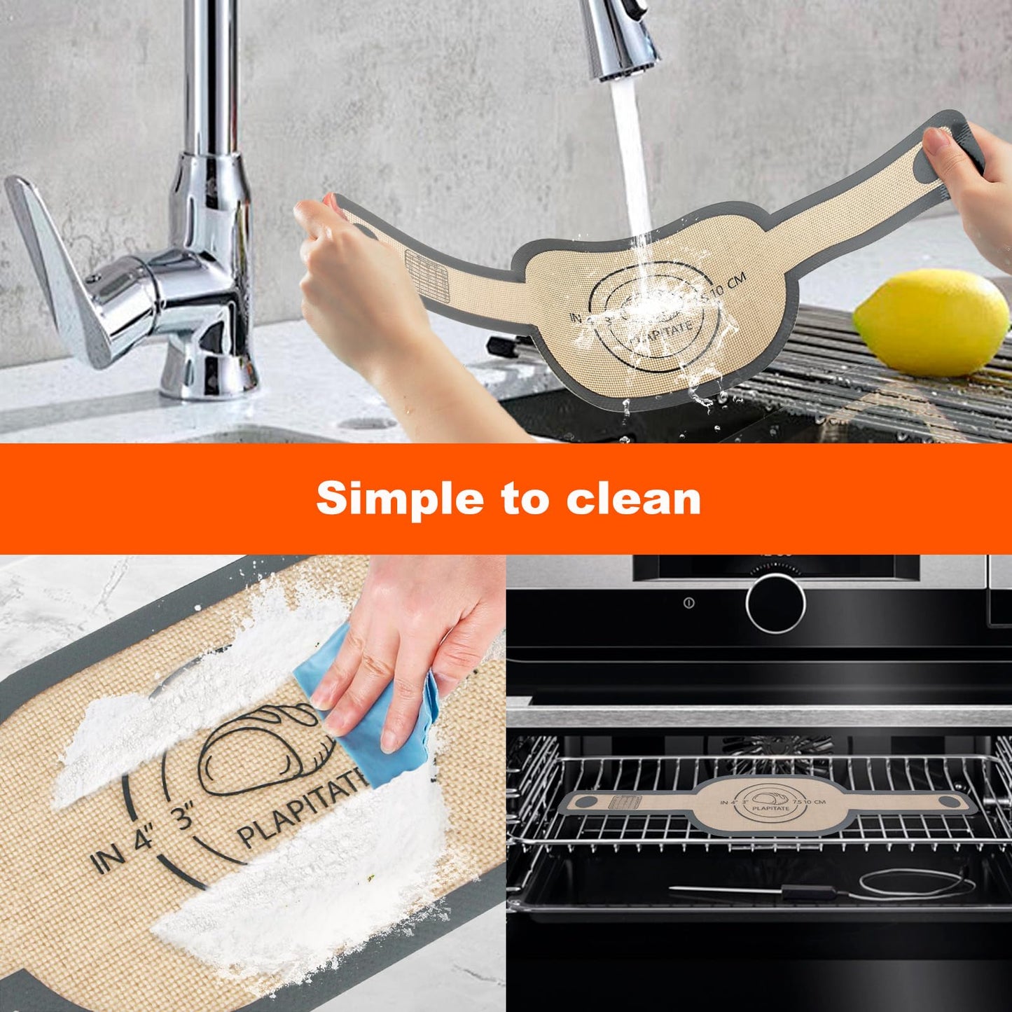 PLAPITATE Silicone Bread Sling Dutch Oven Liner, Non-Stick & Easy Clean Reusable Oval Silicone Baking Mat with Long Handles, Easy to Transfer Sourdough - 2 Gray Set