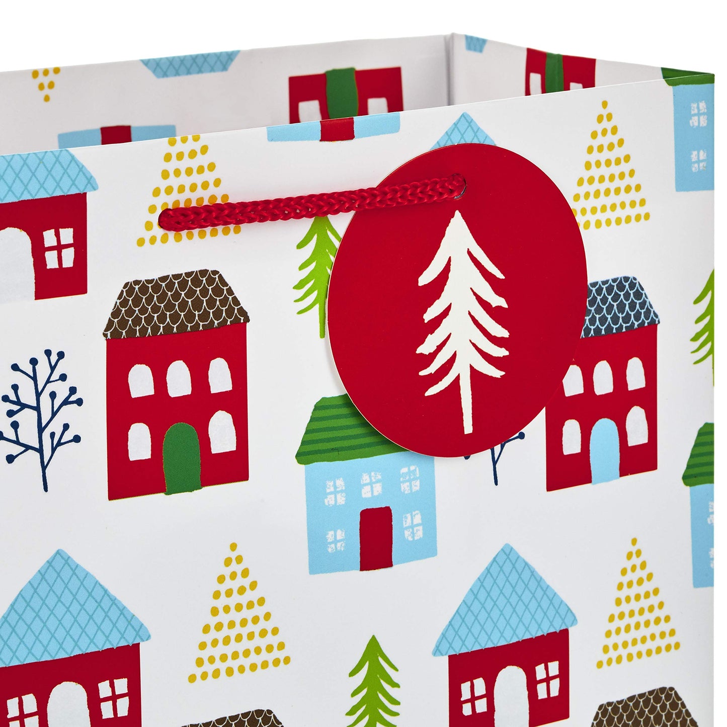 Hallmark 9" Medium Christmas Gift Bag Bundle (Pack of 6; Little Houses and Trees, MerriestChristmas, Vintage Van with ChristmasTrees) - 5XGB4890