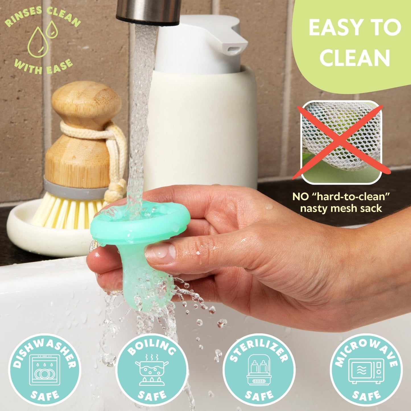 Vesta Baby Fresh + Frozen Food Feeder - 2 Sizes Soft Silicone Push Pop Fruit Nibbler for Safe Infant Self Feeding - Solid Foods Weaning & Teether Set - Bunny Teething Relief Toy for Babies 4M+