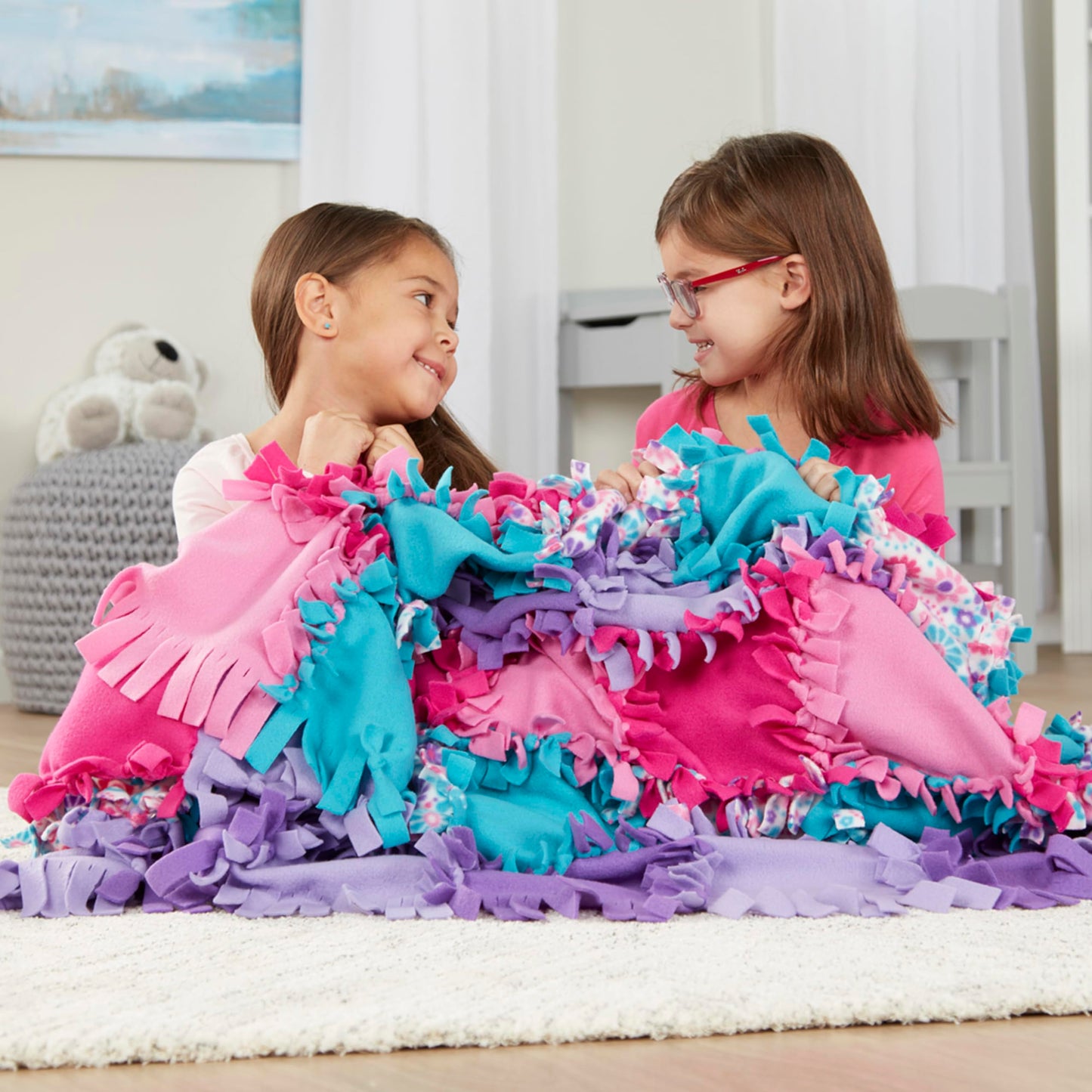 Melissa & Doug Created by Me! Flower Fleece Quilt No-Sew Craft Kit (48 squares, 4 feet x 5 feet)