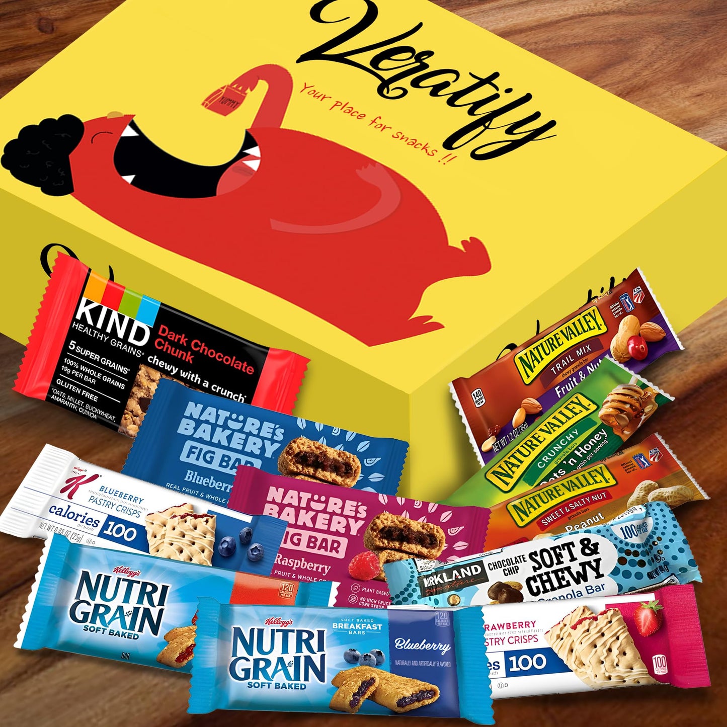 Veratify Healthy Mixed Snack Box (66 Count) Snacks Gift Basket Granola Bars Bulk Variety Grab and Go Men Women Adults Office Work Travel Employee Appreciation School College