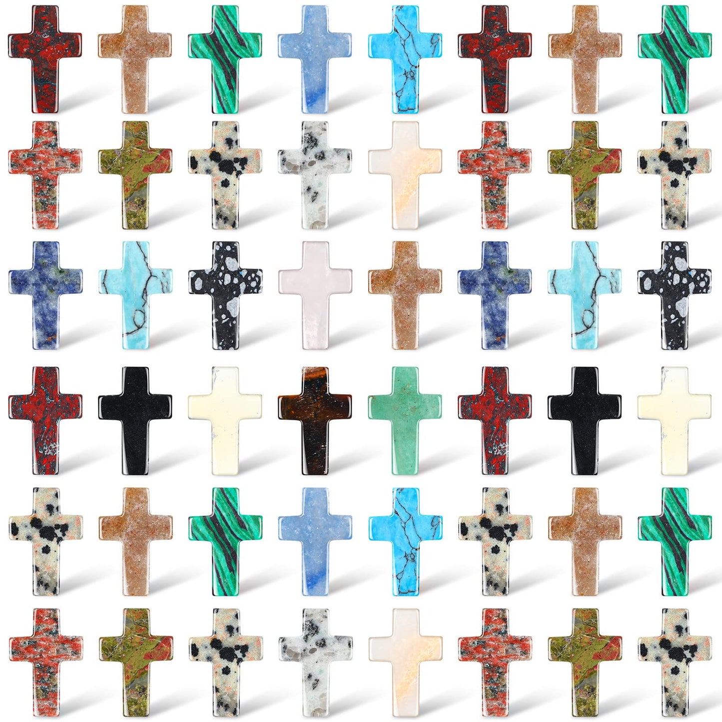 Nuenen 50 Pcs Easter Cross Crystal Stone Bulks 1'' Natural Crystal Wall Cross Shaped Worry Stones Charm Pocket Quartz Gift Halloween Easter Decor(0.71 x 0.98 x 0.24 Inch,Classic)