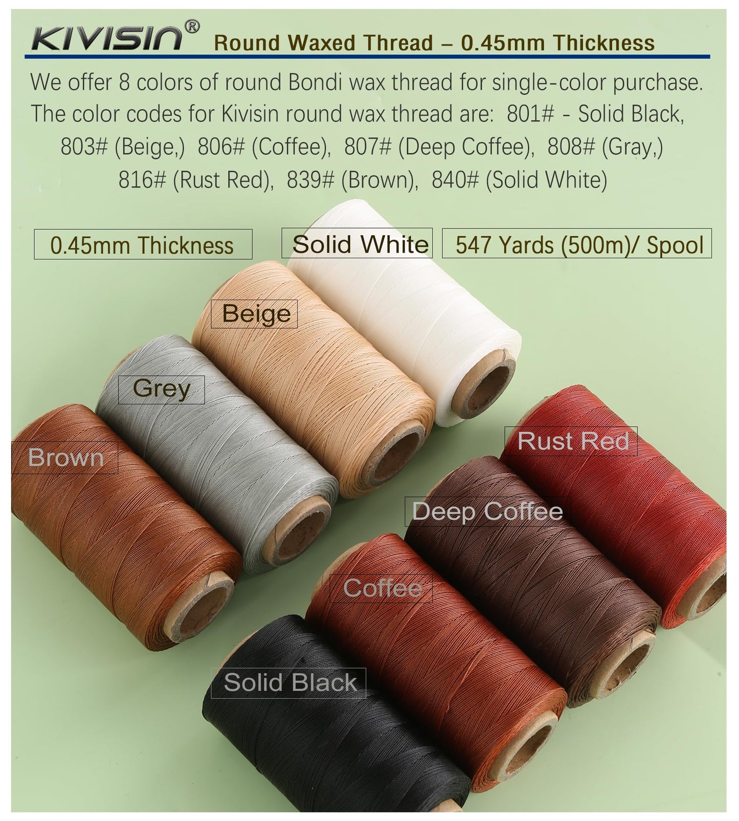 Thin Wax Polyester Thread, 0.45mm, 547 Yards, 3 Ply Round Waxed Cord Strings for Sewing, Beading, Binding, Micro Braiding, Fine Leather Craft and Micro Macrame Jewelry - Rust Red