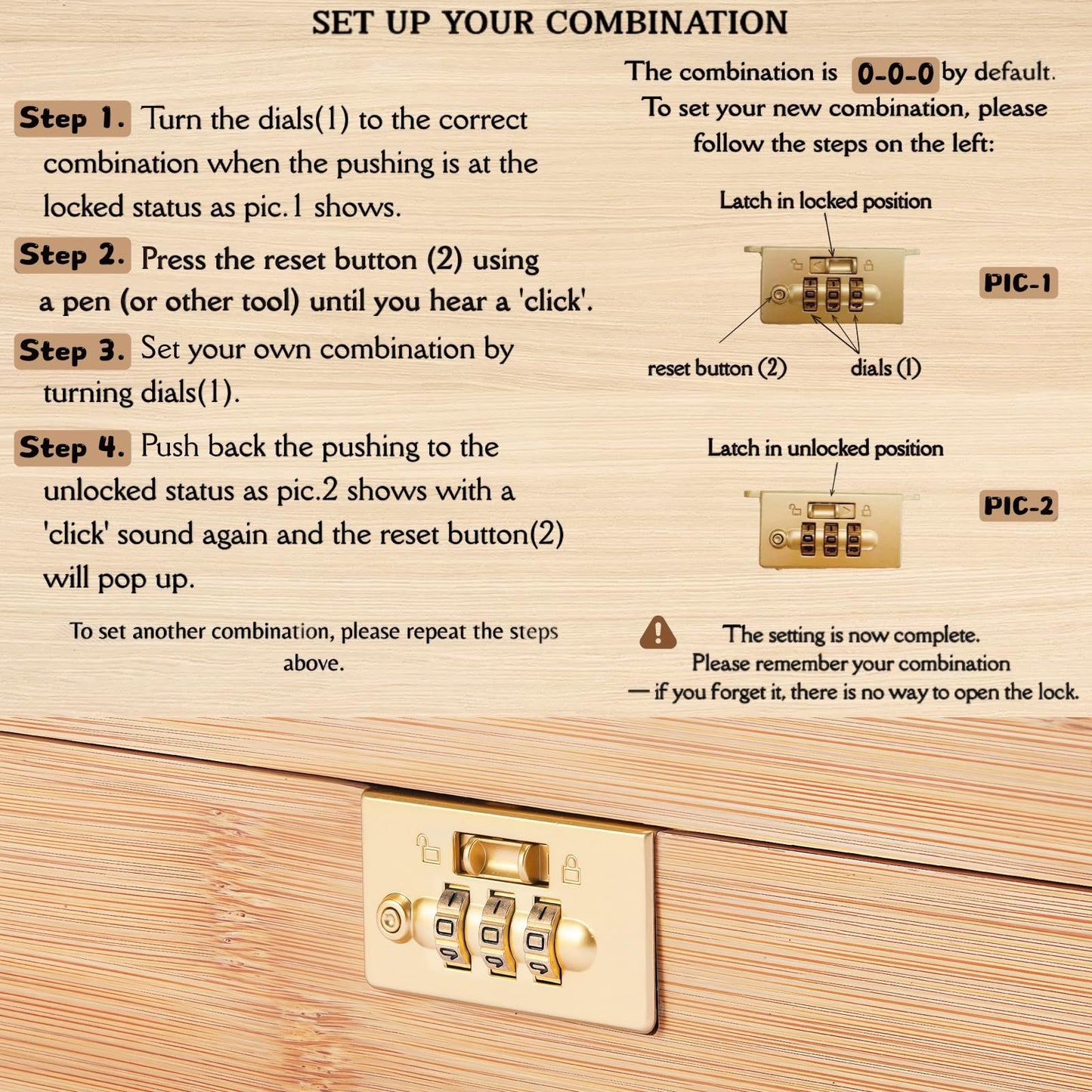 Upgraded Lockable Large Bamboo Knife Storage Box with Magnetic Removable Knife Blocks for Easy, Quick and Safe Culinary Tools Storage, Keyless Kitchen Combination Lock Box, Great Kitchen Gifts