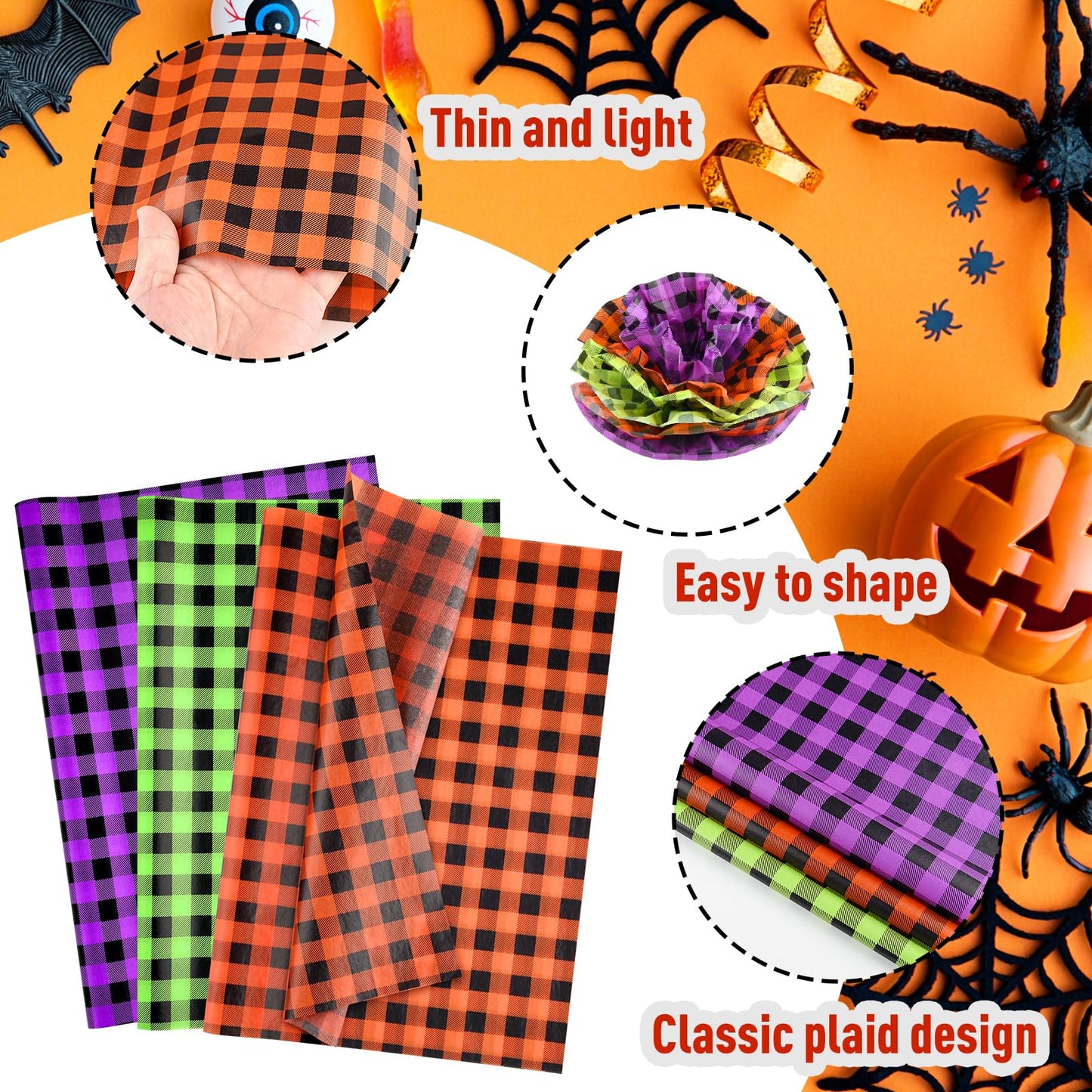 NEBURORA 100 Sheets Blue Tissue Paper Bundles 60 Sheets Halloween Tissue Paper