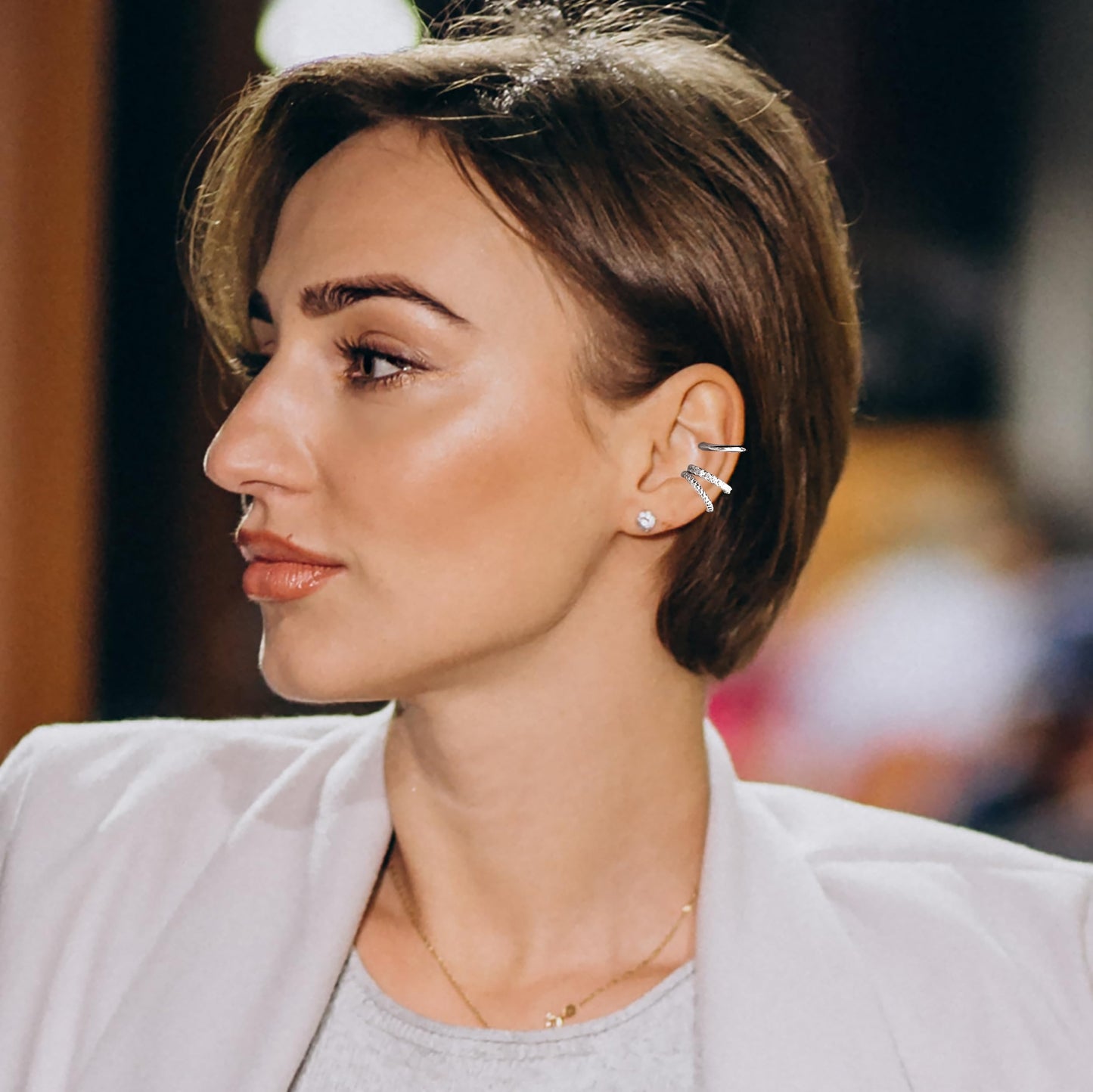 3 Pcs Ear Cuff Earrings For Women Non Piercing Gold Silver Clip On Cartilage Earrings CZ Hoops Cartilage Small Minimalist Wrap Ear Clips Sets