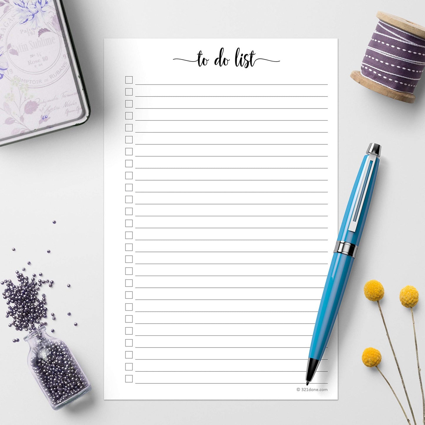 321Done To Do List Notepad for Planner Refill Pages – Made in USA - 50 Sheets (5.5x8.5) To-Do's Tear Off, Planning Memo Pad, Checklist Notes Left Hole Punch Margins - Simple Script College-Ruled