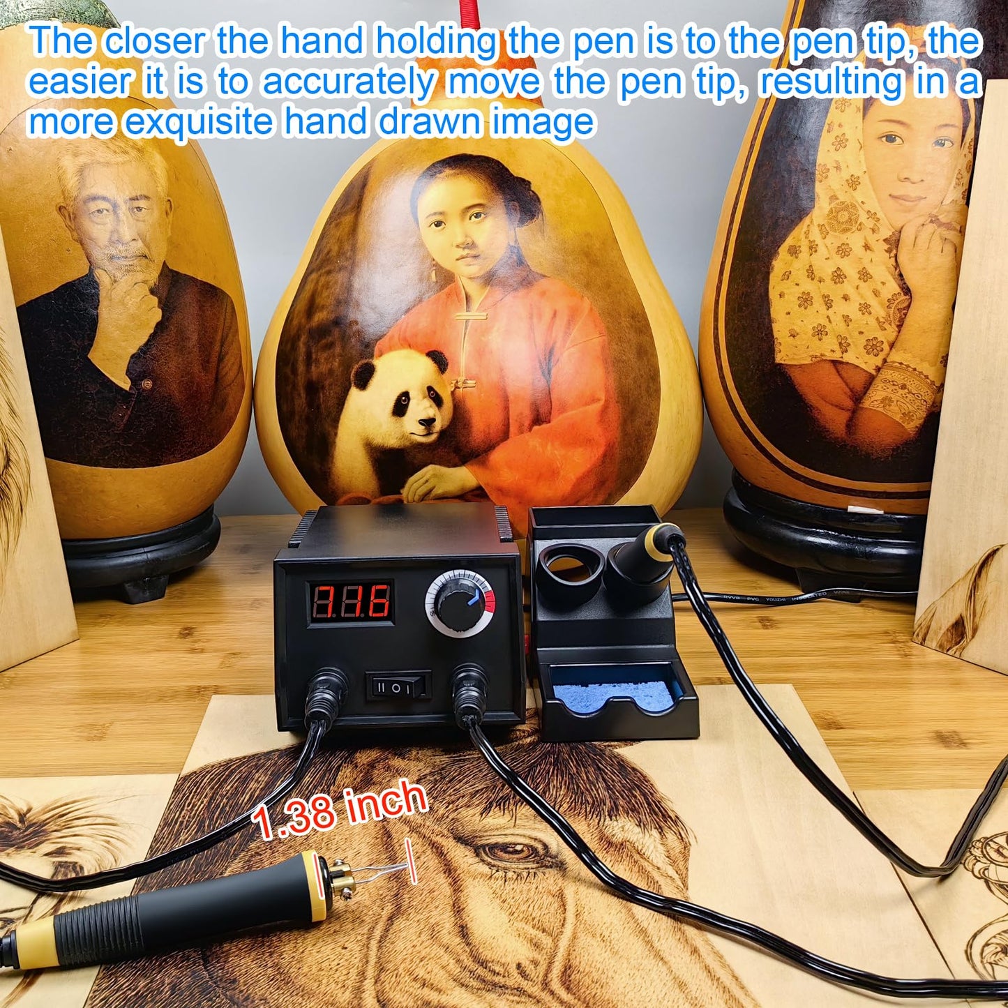 FIRElood Wood Burning Tool, Wood Burner kit Pen 25~750℃, Wood Burning kit with Digital Thermometer Temperature Adjustable Temperature, 2 pyrographic Wood Burning pens, 30 Wood Burning Pen Tips