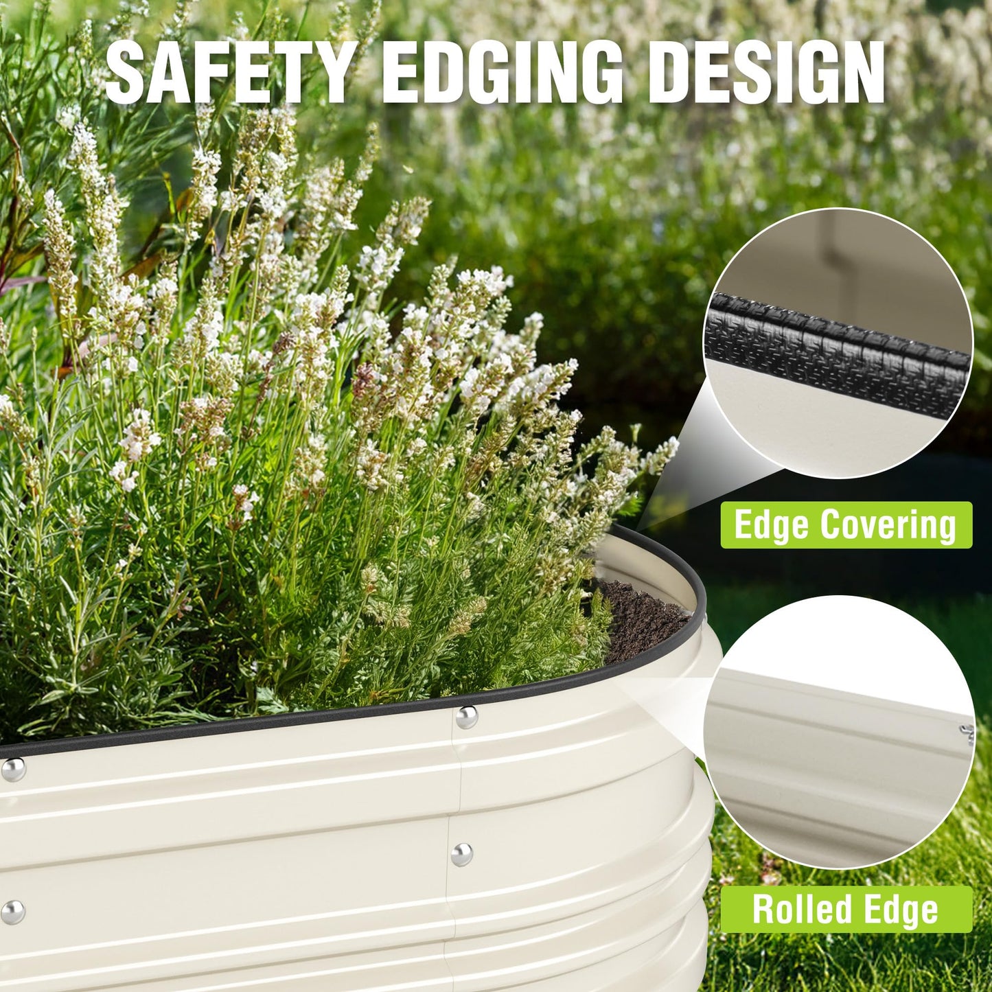 WORKPRO 4x2x1ft Galvanized Raised Garden Bed Set, Rust & Corrosion Protection, Easy Assembly, Safe Edge, Ideal for Vegetables & Flowers, White