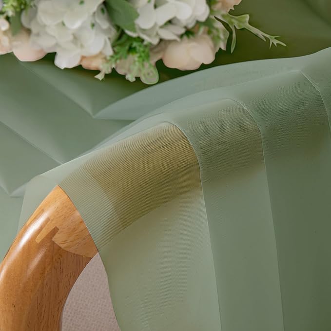 Aiyufeng Sage Green Sheer Curtains 36 inches Long 2 Panels, Green Tiers Short Kitchen Curtains Sheers Solid Half Window Drapes for Bedroom, Rod Pocket, 40" Wx36 L