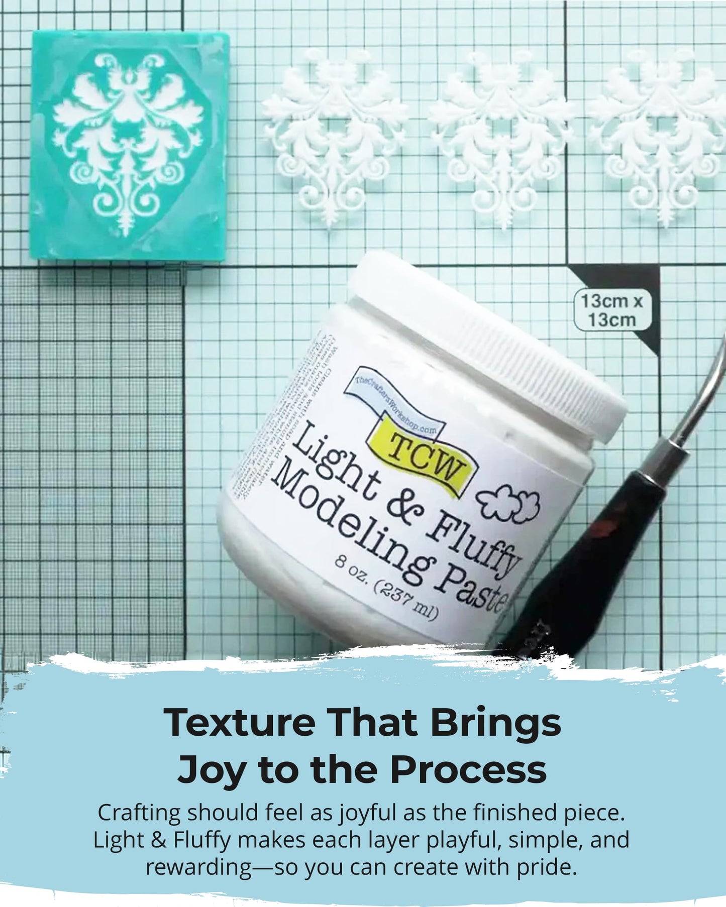 The Crafter's Workshop Modeling Paste for Textured Art - Dimensional Paste for Stenciling, Acrylic Painting - Boutique Quality, 8 oz Jar