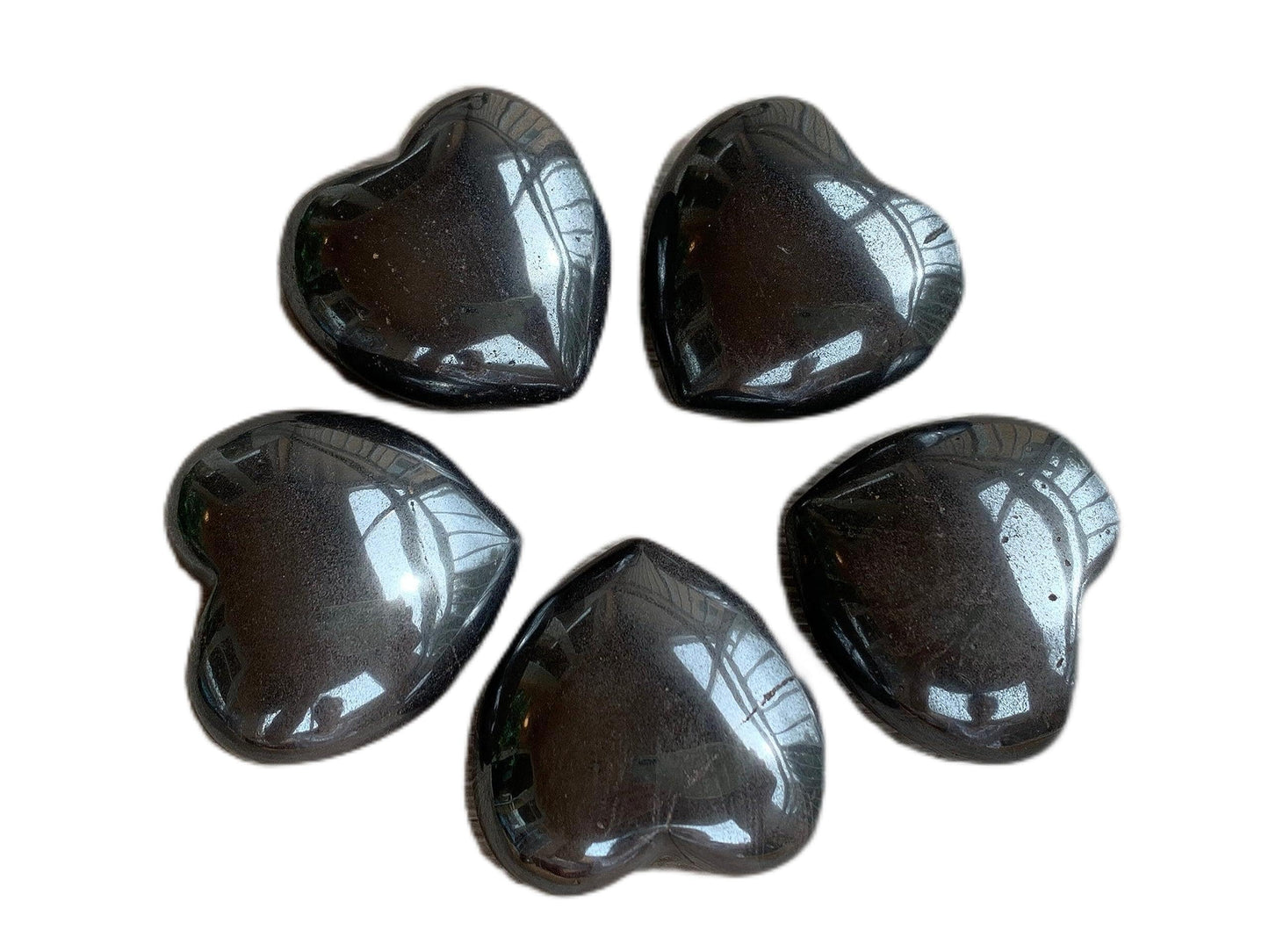 GAF TREASURES Hematite Heart Crystal, Gray, 1.75" - 2" (45mm - 50mm), 4-5 oz, 126.75 Carats, SI1-SI2 Clarity, Untreated