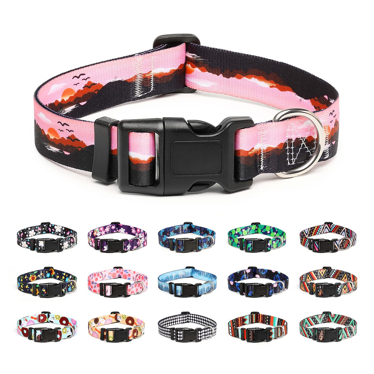 Mercano Adjustable Dog Collar - Special Design Patterns, Soft Nylon Comfortable Sturdy Pet Collar for Small Medium Large Dogs (XS, Tribal Red)
