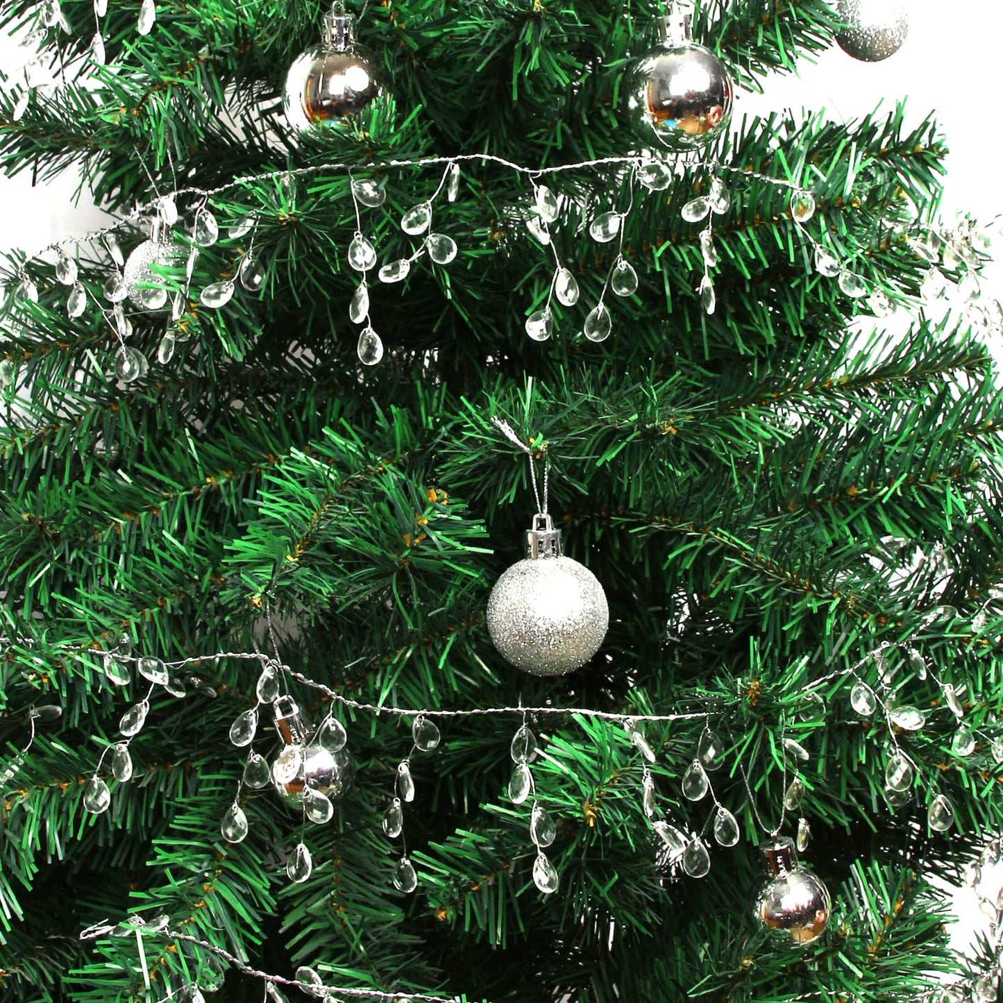 FOIMAS 16ft Clear Acrylic Wire Bead Garland Strand Ice Faux Crystal Bead String Garland for Christmas Tree Craft Wedding Birthday Party Decoration