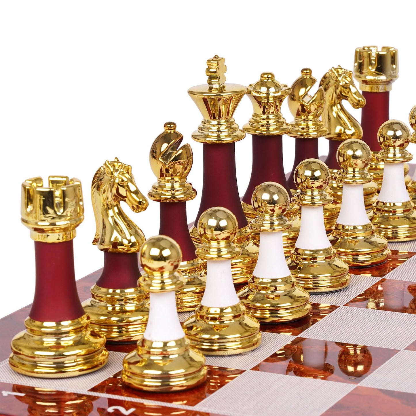 15 Inch Chess Set with Weighted Acrylic Chess Pieces – Tournament Size 3.5” King – Elegant Folding Chess Board for Adults and Kids, Professional Family Chess Board Game Set for Home, Office & Gift