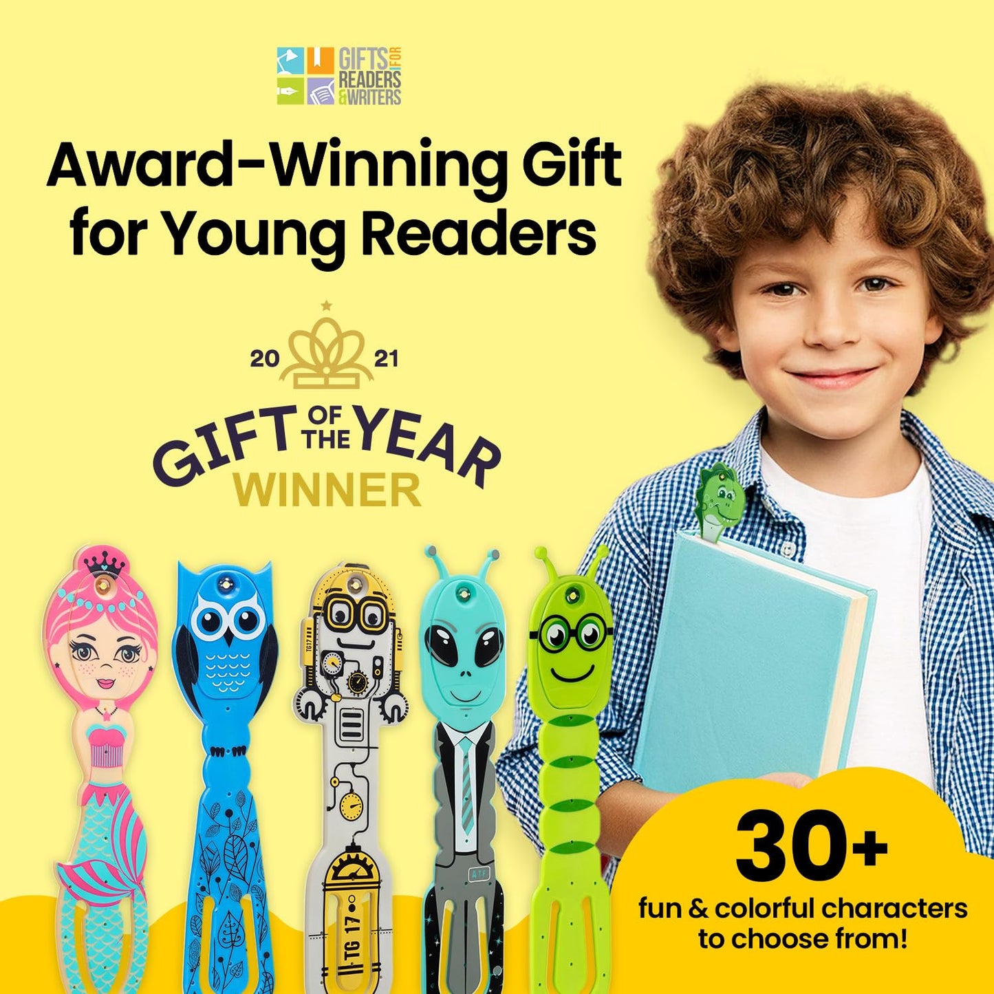 Gifts for Readers & Writers Book Light for Kids, Clip On Reading Light for Bed, 2in1 Flexilight Pals & Bookmark, Small & Lightweight with a Soft Glow, 2 Batteries Included, Dog